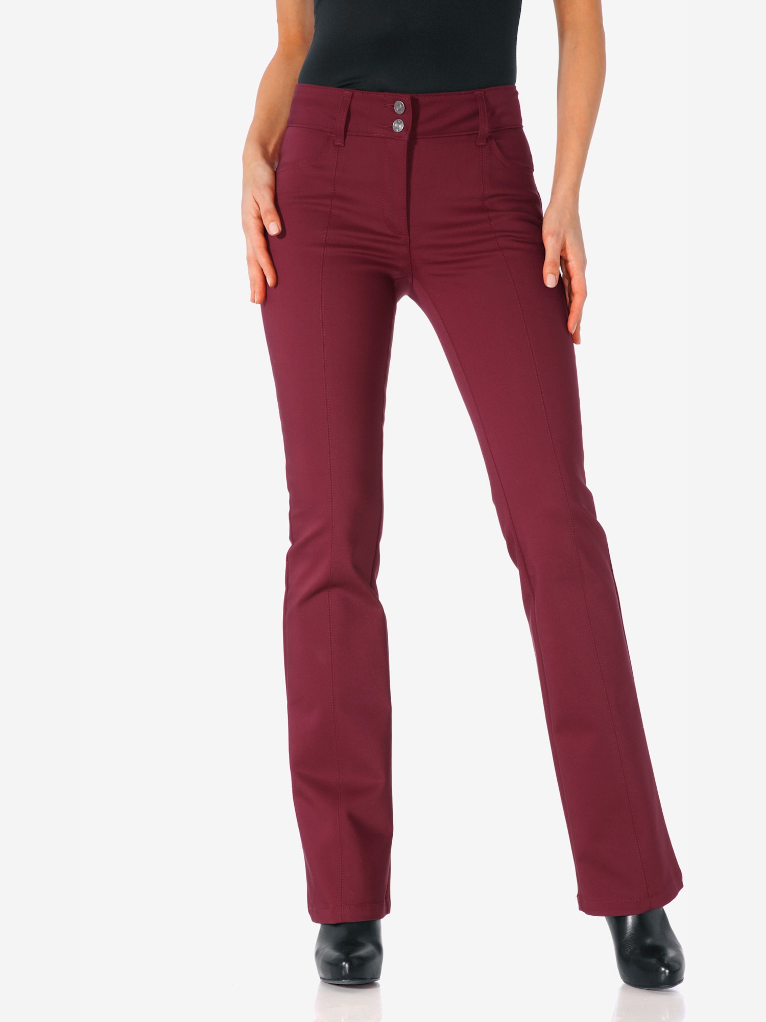 Pantalon bootcut coupe bootcut tendance, couleur rouge, taille 42, marque Ashley Brooke - helline