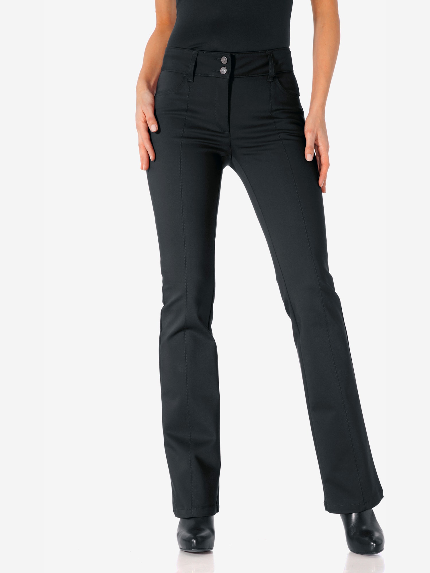 Pantalon bootcut coupe bootcut tendance, couleur noir, taille 52, marque Ashley Brooke - helline