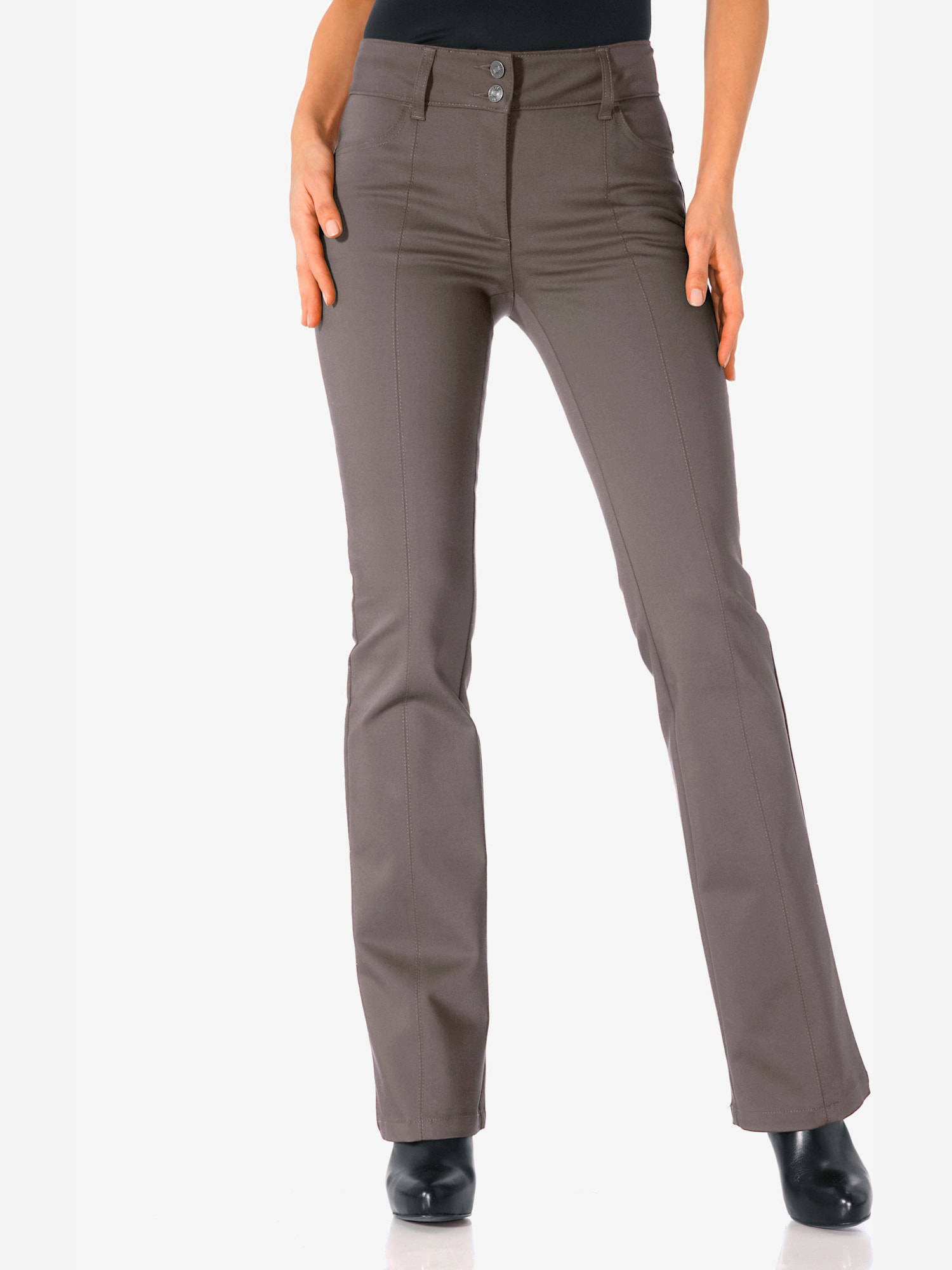 Pantalon bootcut coupe bootcut tendance, couleur marron, taille 44, marque Ashley Brooke - helline
