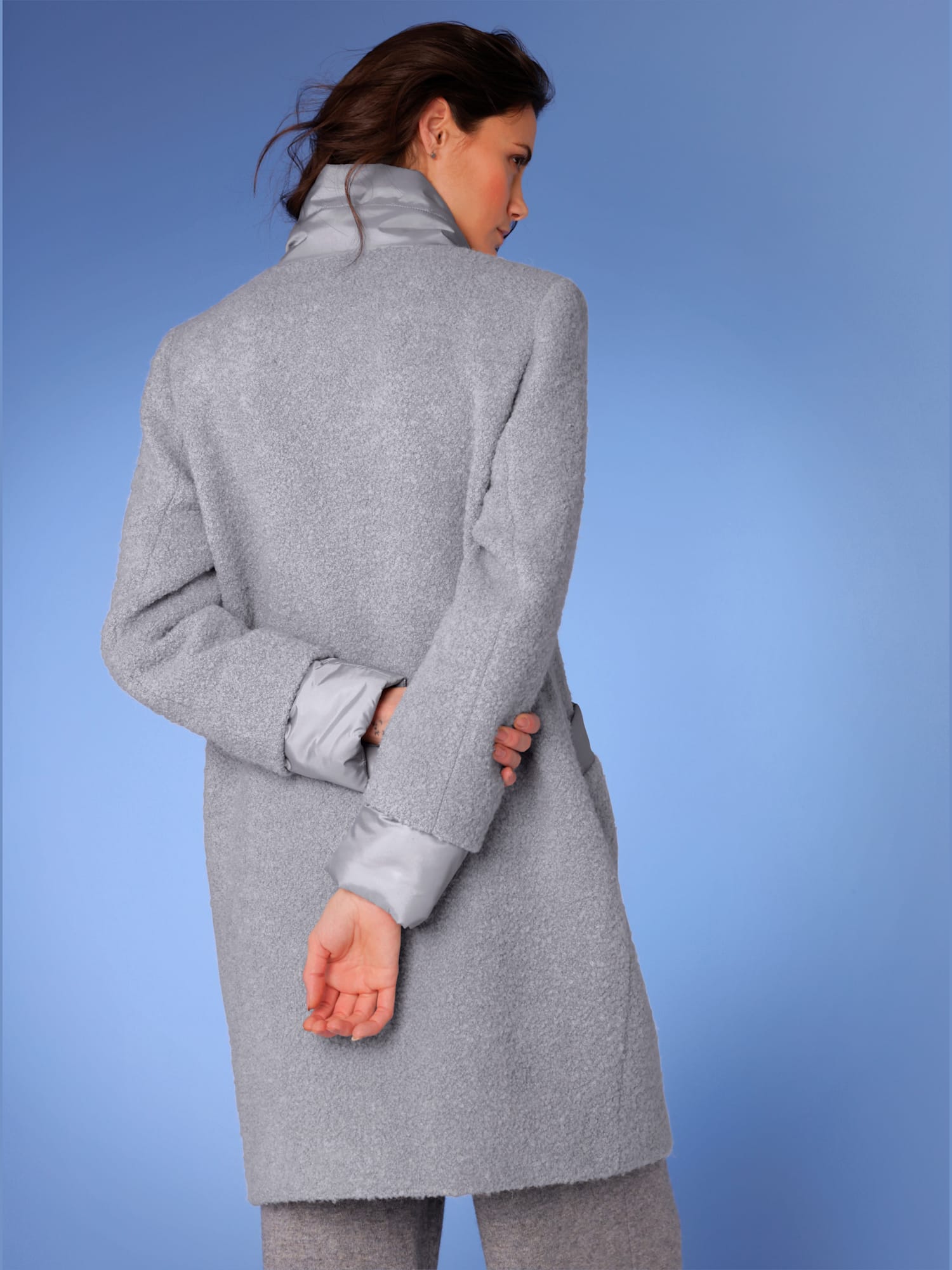 Manteau en laine 66% laine, couleur gris, taille 38, marque CREATION L PREMIUM - helline