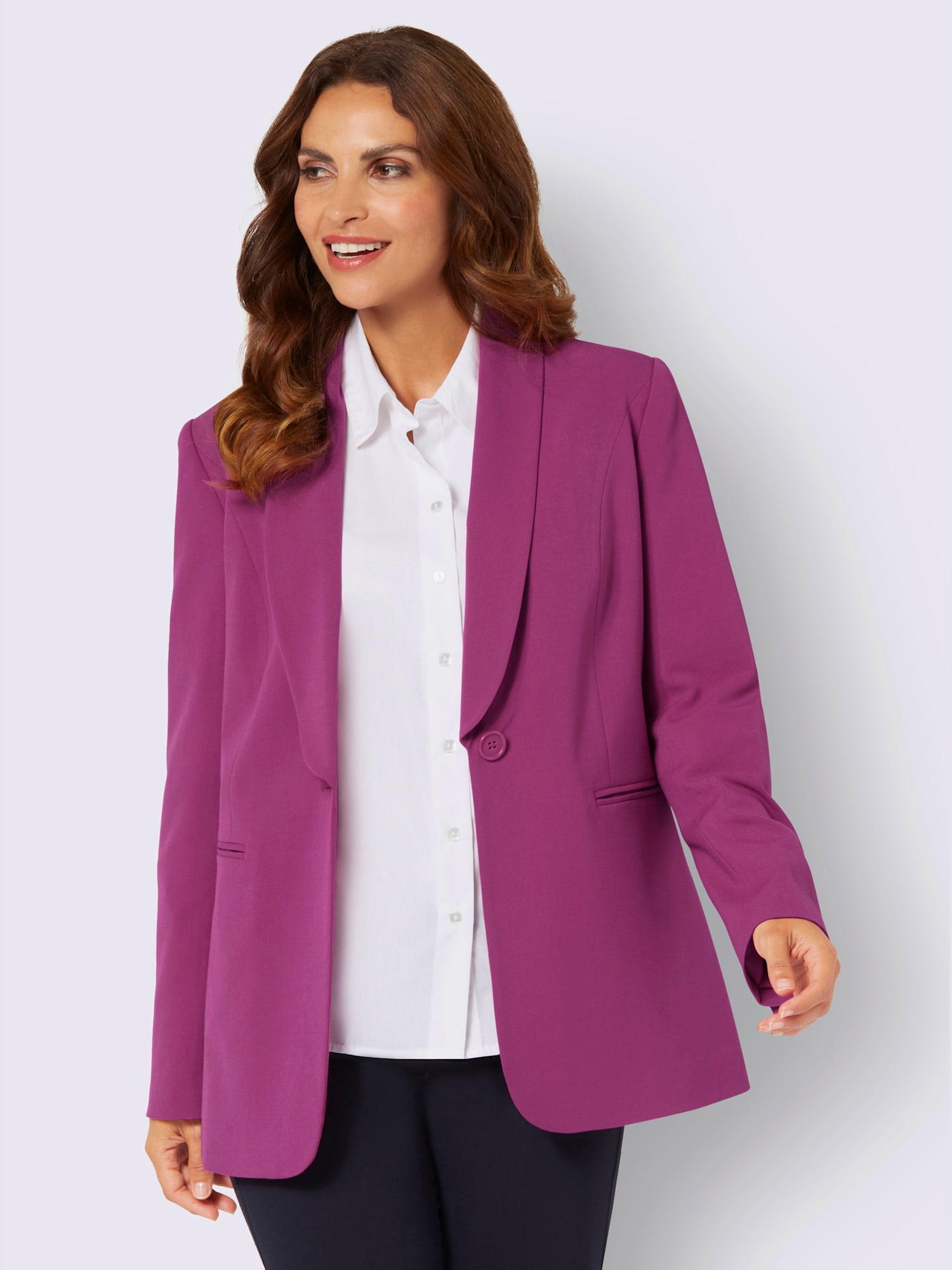Blazer mélange de matières facile d'entretien, couleur rose, taille 42, marque Fair Lady - helline