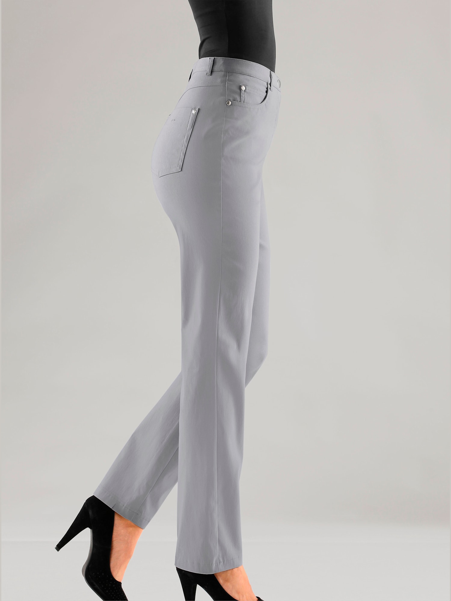 Pantalon féminin à coupe 5 poches classique, couleur gris, taille 38, marque Stehmann Comfort line - helline