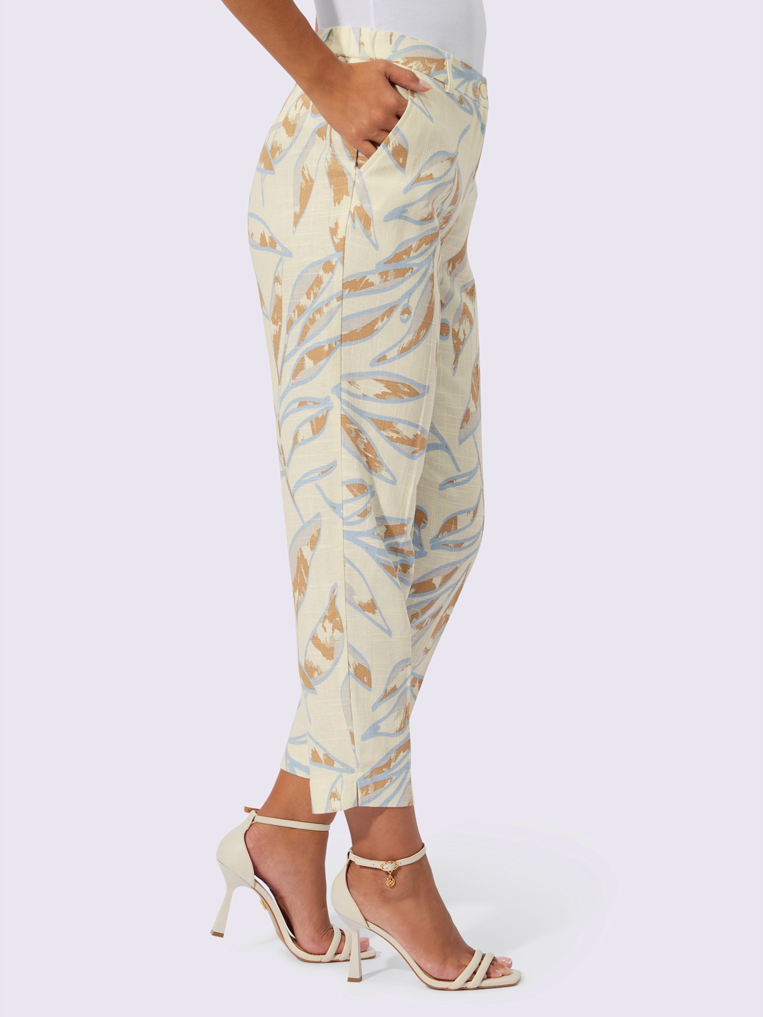 Pantalon en lin 25% lin, couleur couleur ivoire, taille 48, marque Creation L - helline