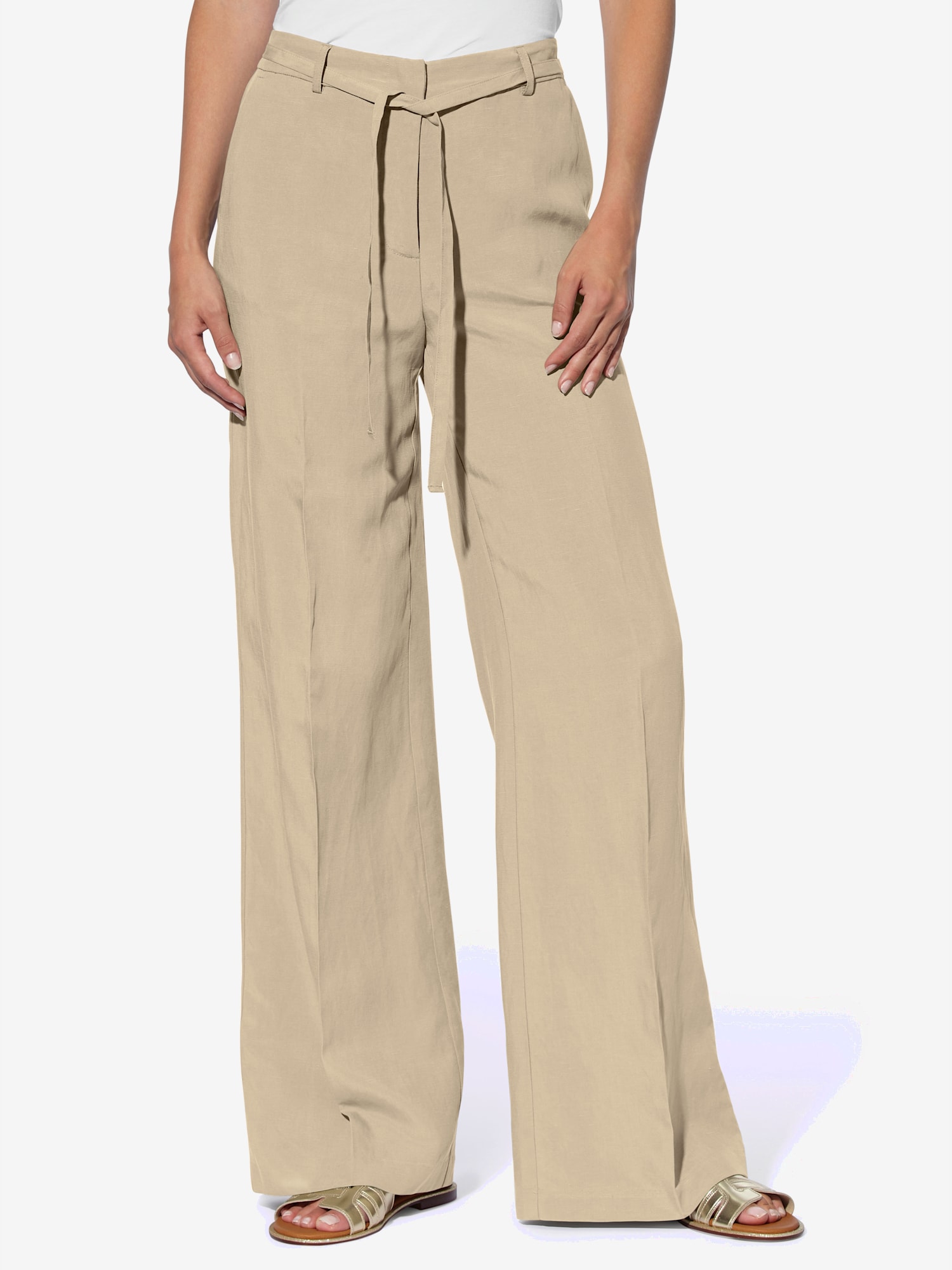 Pantalon en lin style marlène ample, couleur marron, taille 40, marque Rick Cardona - helline