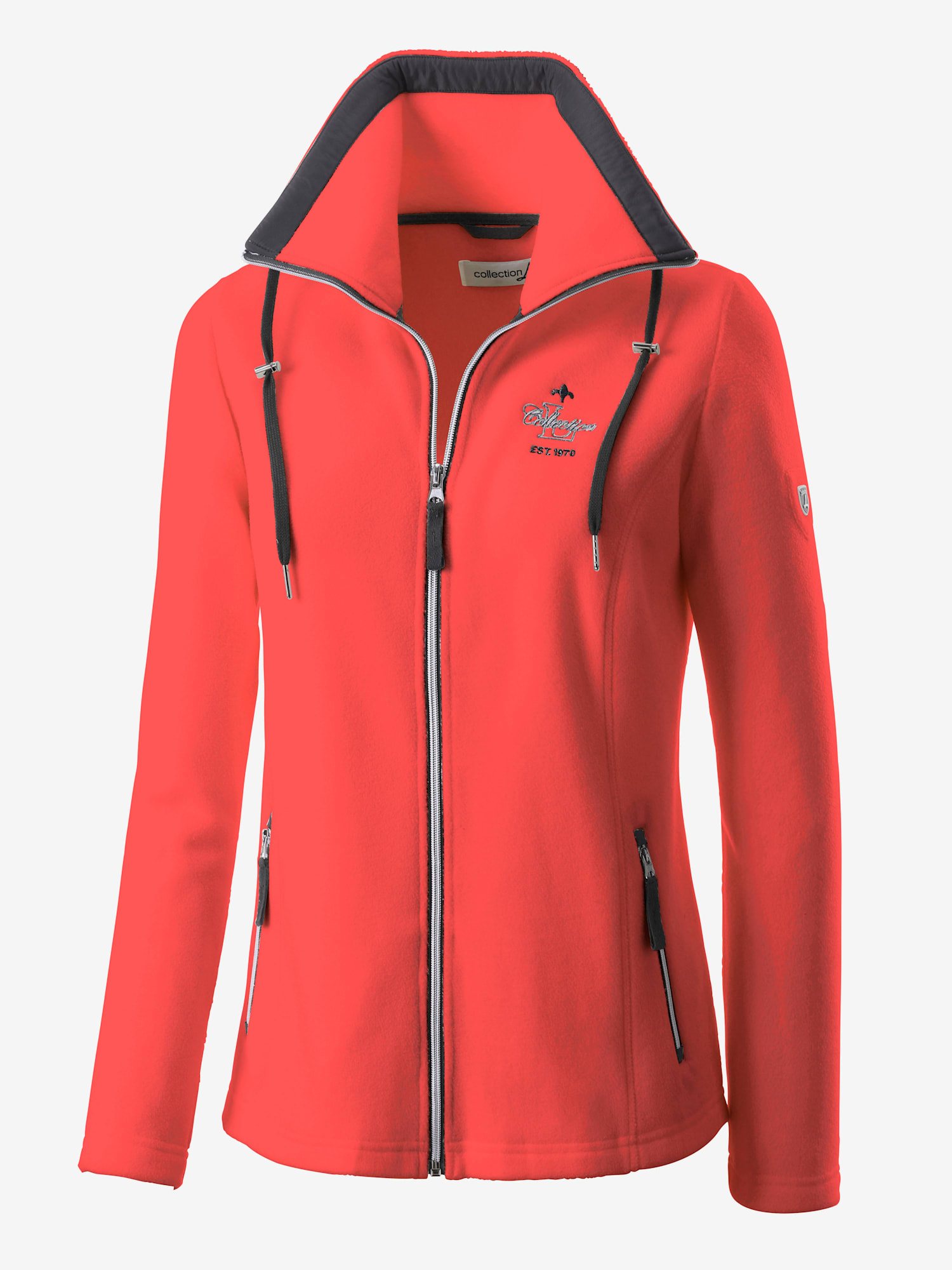 Veste polaire traitement contre les bouloches, couleur rouge, taille 48, marque Collection L - helline