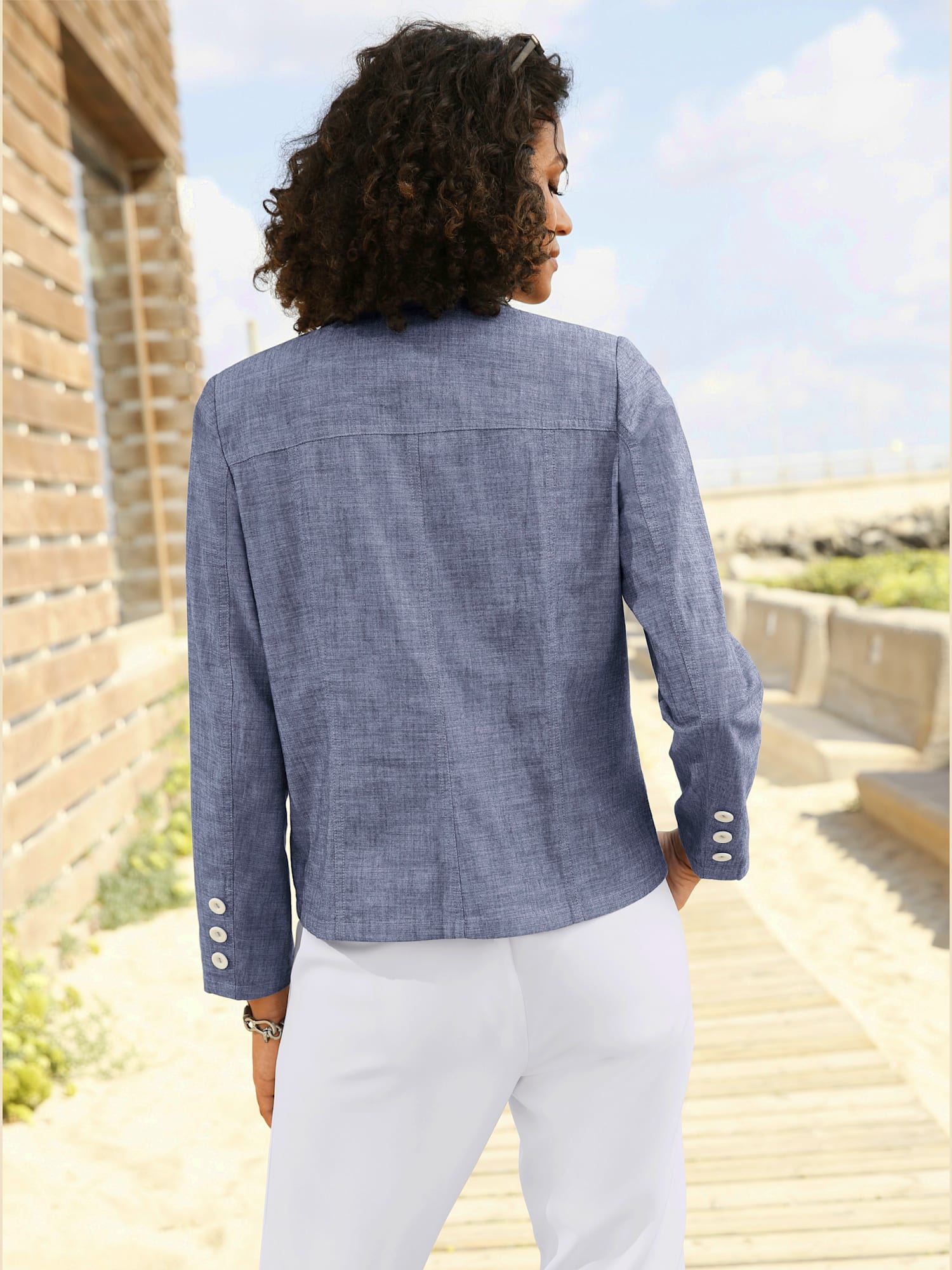 Blazer femme avec col à revers, couleur bleu, taille 54 - helline