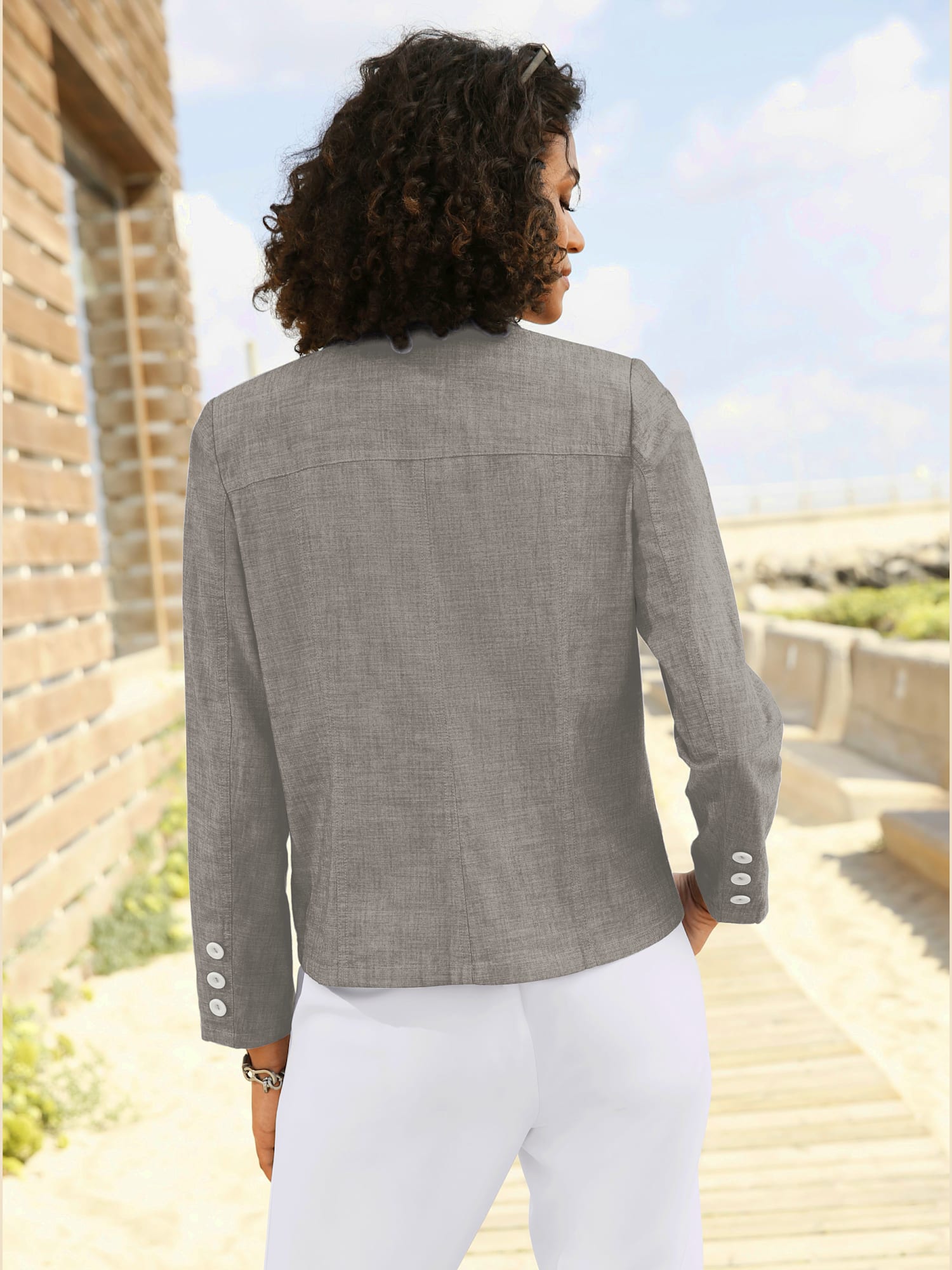 Blazer femme avec col à revers, couleur marron, taille 52 - helline