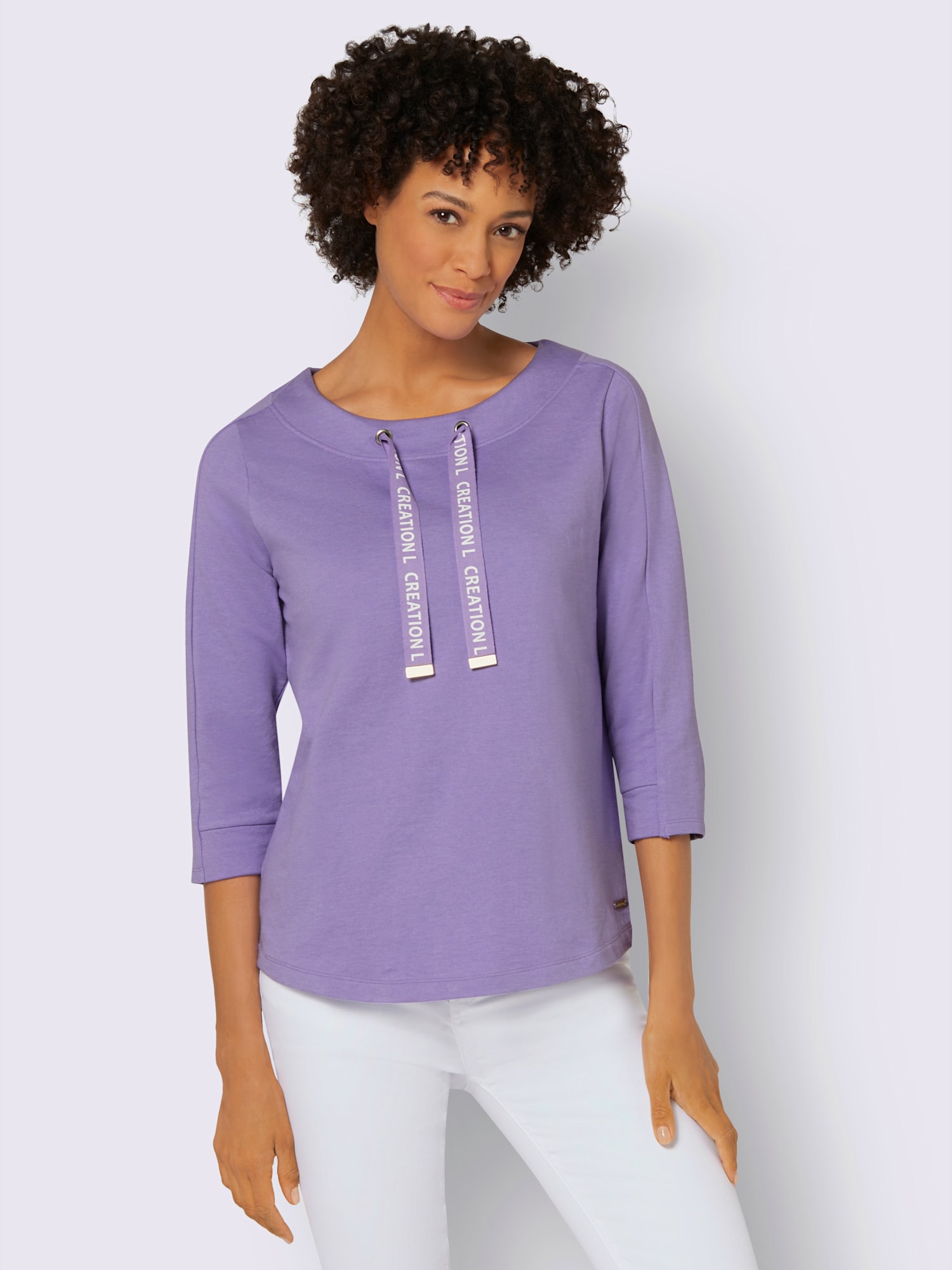 Sweatshirt avec coton, couleur violet, taille 56, marque Collection L - helline