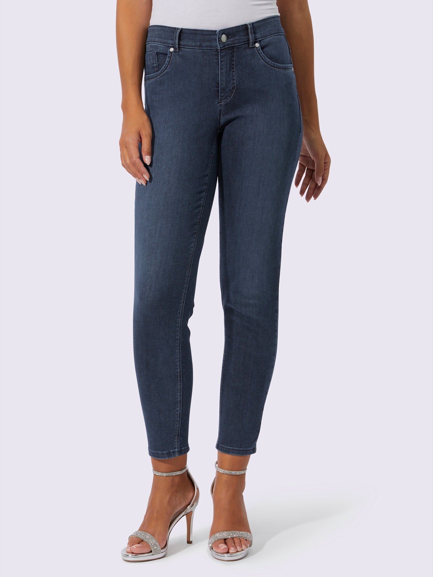 Jean 7/8 coton de qualité, couleur bleu, taille 46, marque Creation L - helline