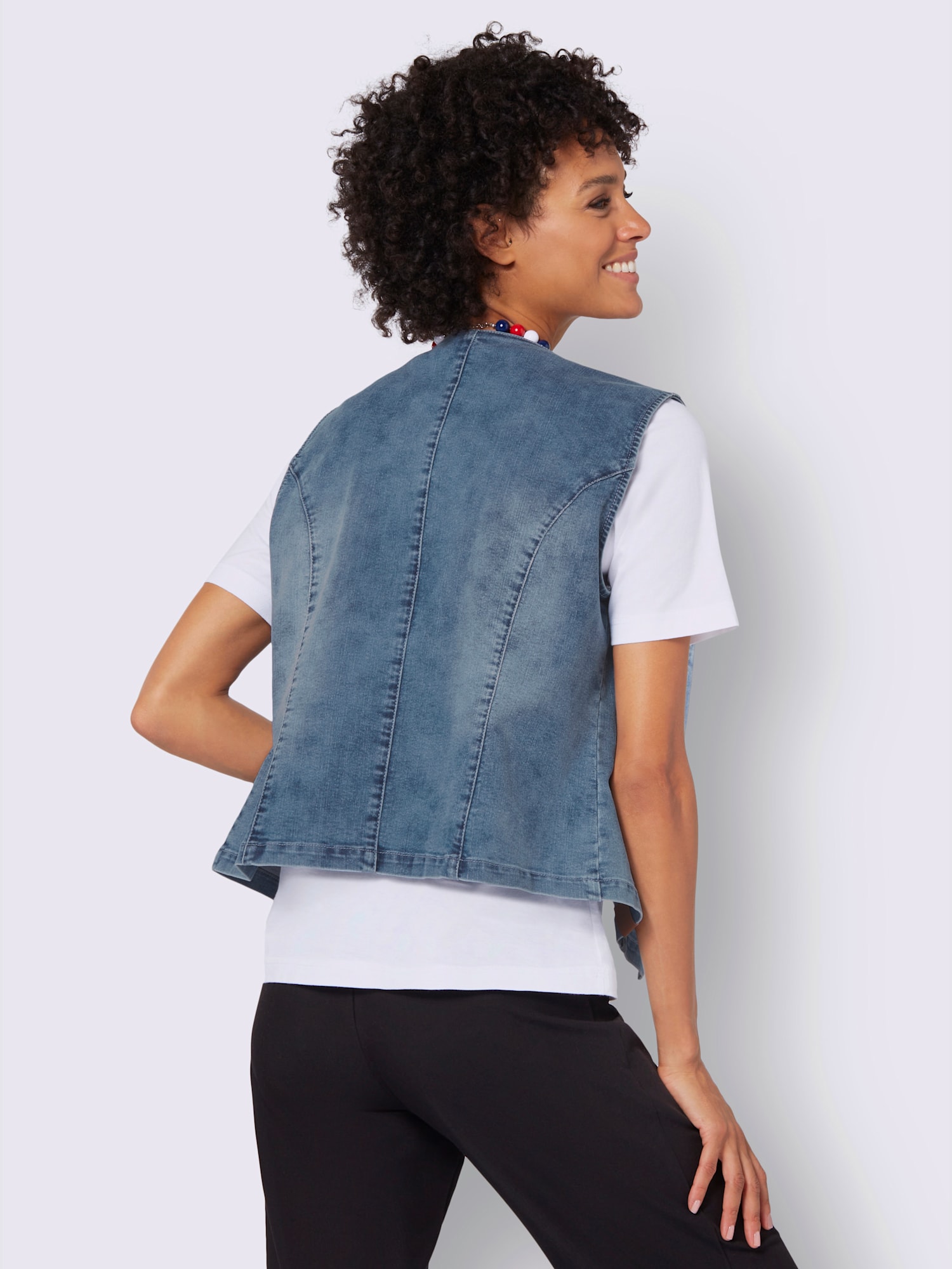 Gilet en jean qualité coton, couleur bleu, taille 42, marque Collection L - helline