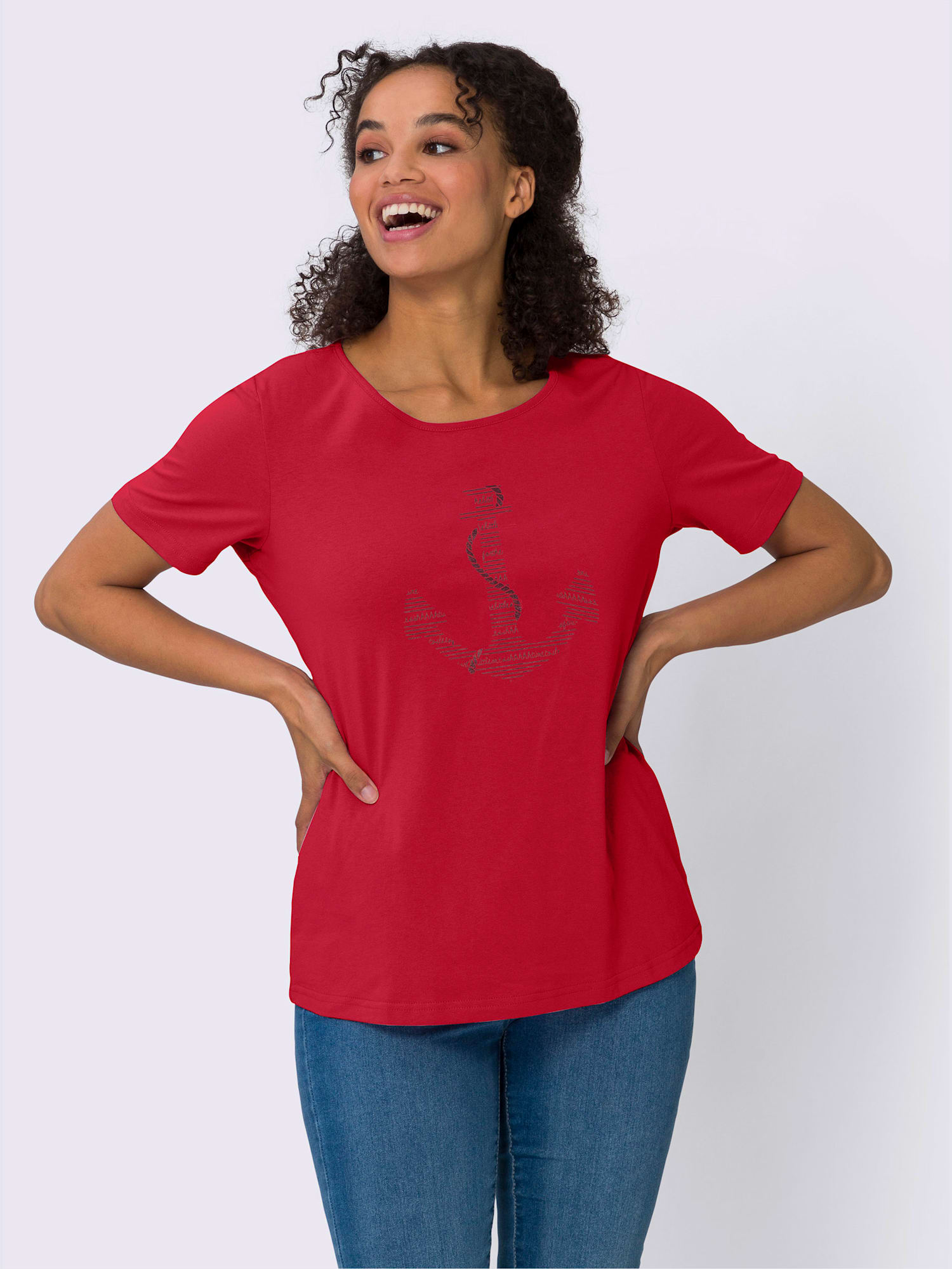 T-shirt à manches courtes imprimé transfert couleur argenté, couleur rouge, taille 46 - Witt