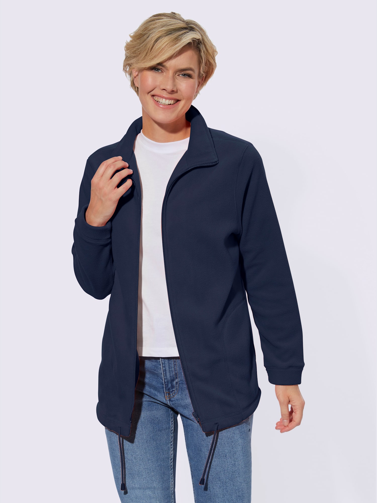 Veste polaire traitement contre les bouloches, couleur bleu, taille 24, marque Collection L - helline