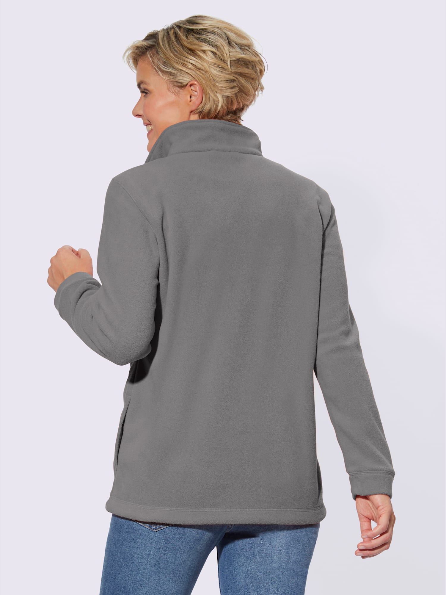 Veste polaire traitement contre les bouloches, couleur gris, taille 52, marque Collection L - helline