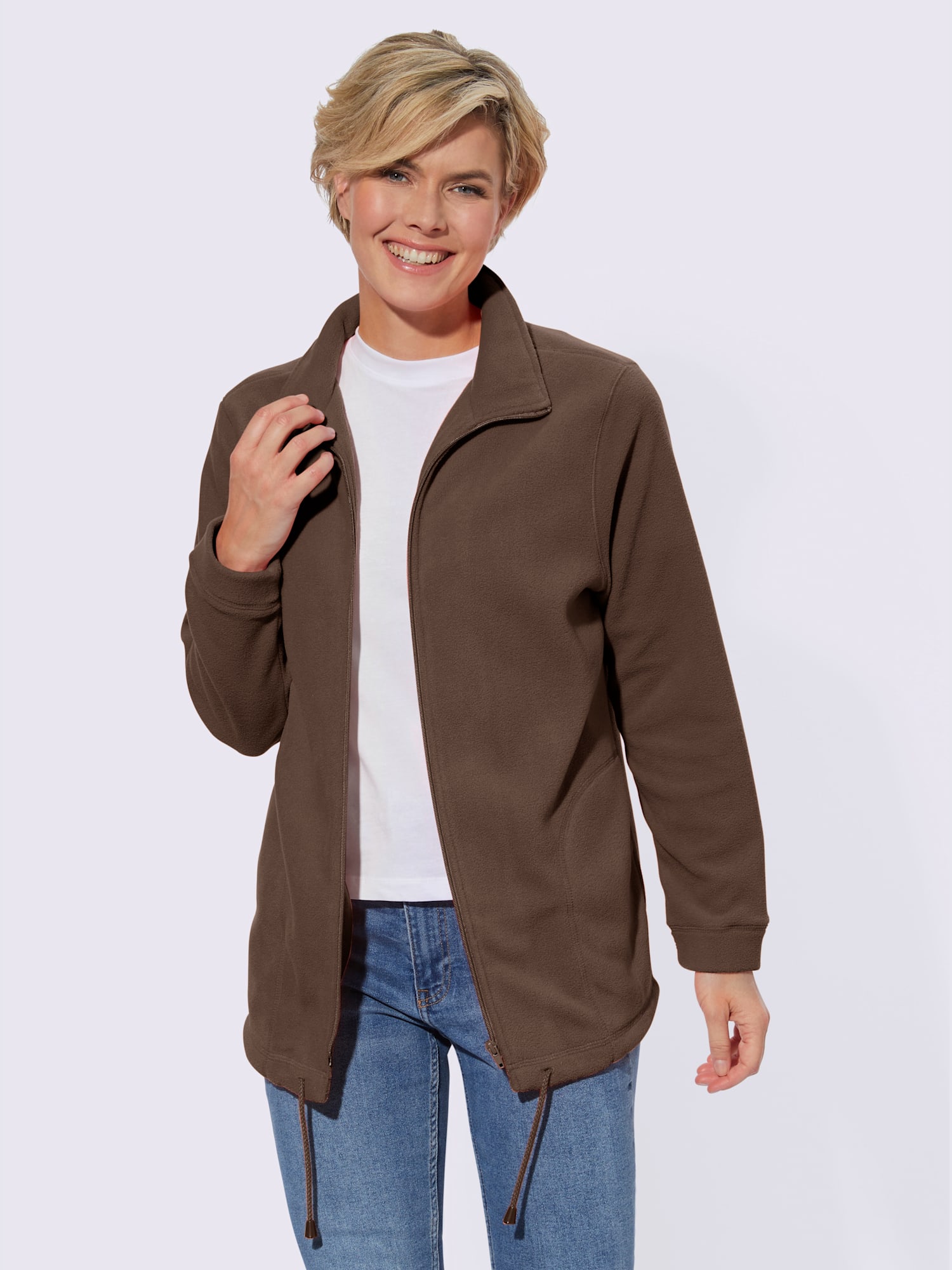 Veste polaire traitement contre les bouloches, couleur marron, taille 20, marque Collection L - helline