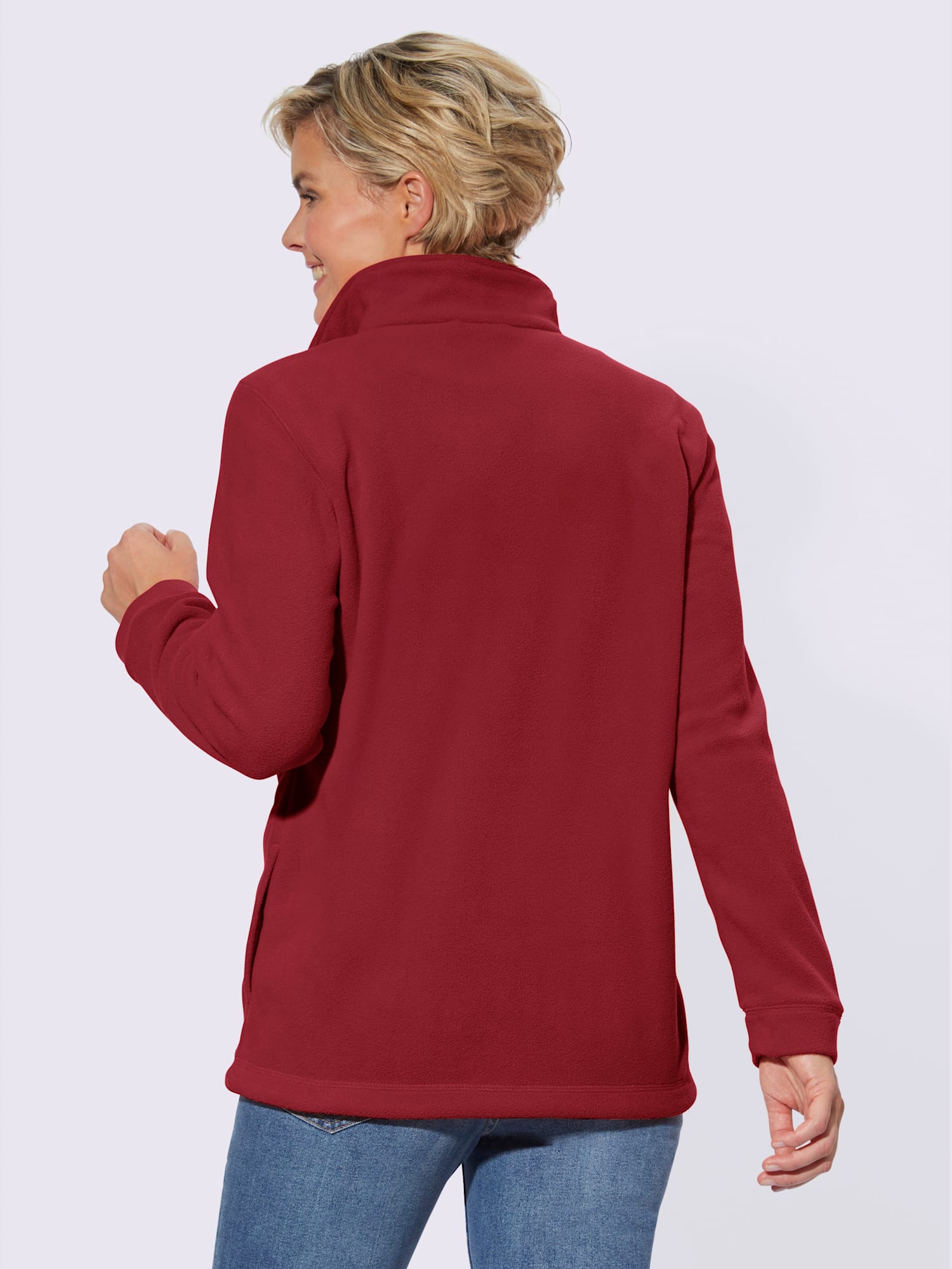 Veste polaire traitement contre les bouloches, couleur rouge, taille 22, marque Collection L - helline