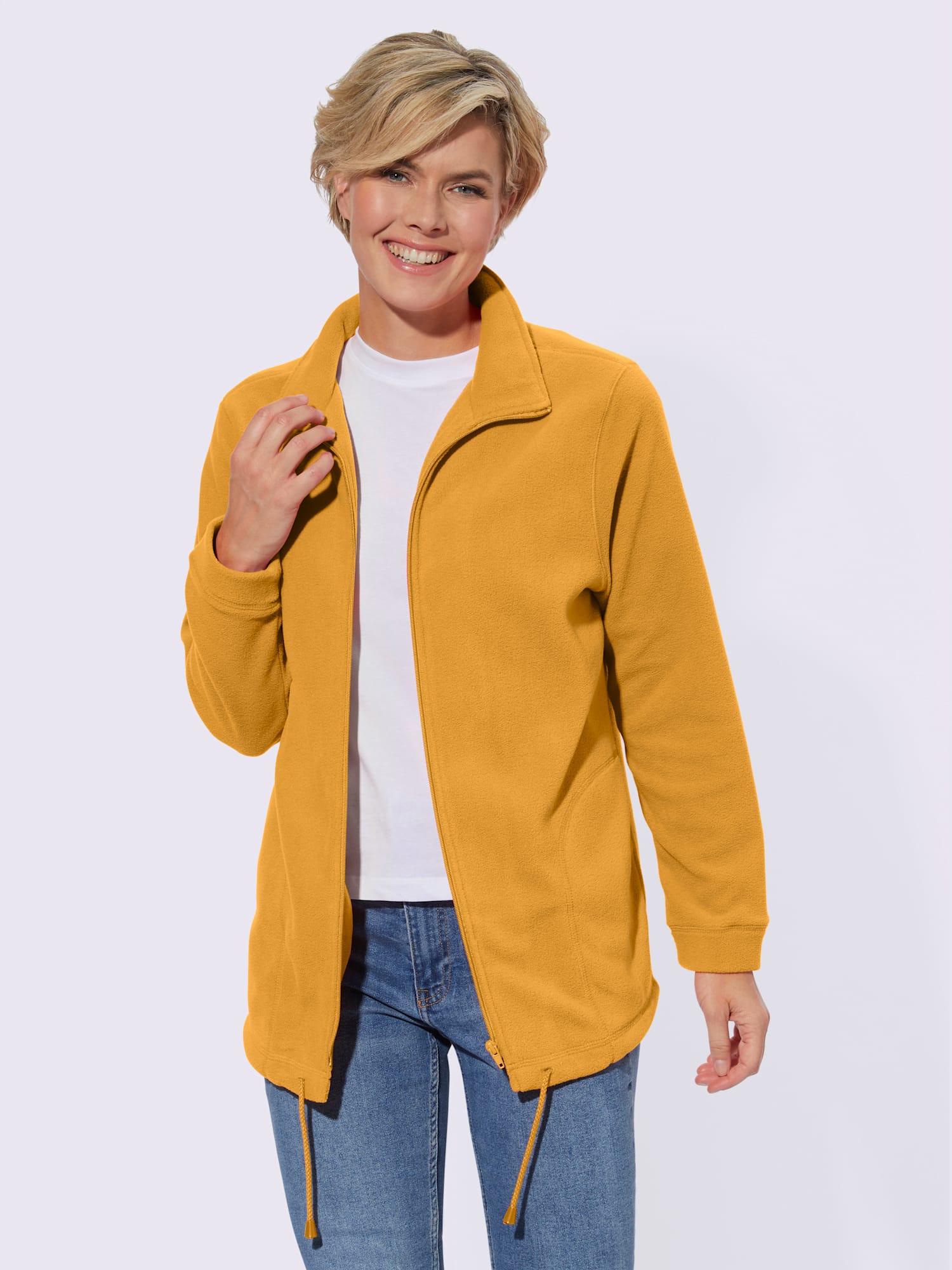 Veste polaire traitement contre les bouloches, couleur jaune, taille 19, marque Collection L - helline
