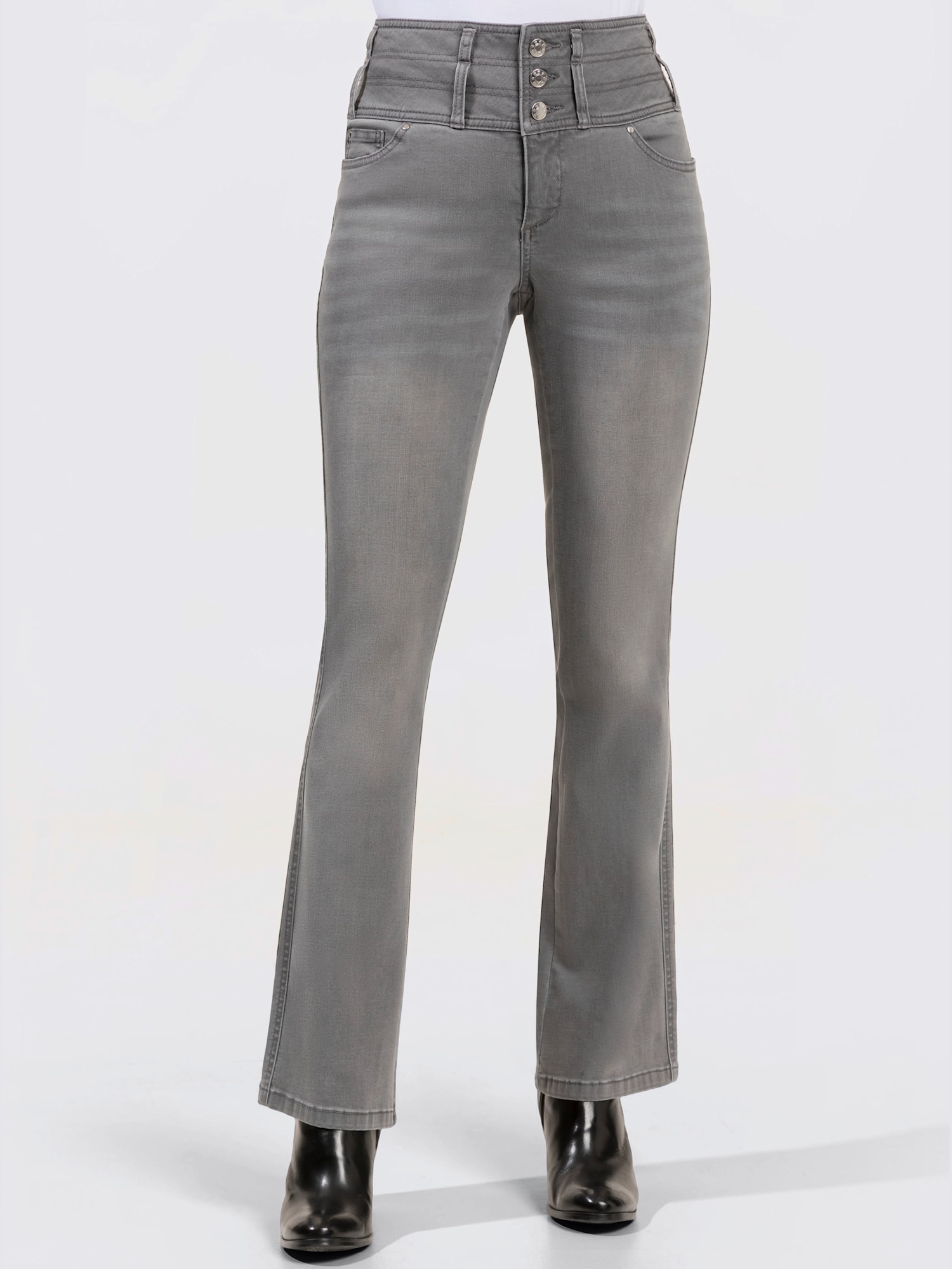 Jean 5 poches mélange de lyocell et de viscose de qualité, couleur gris, taille 56 - helline