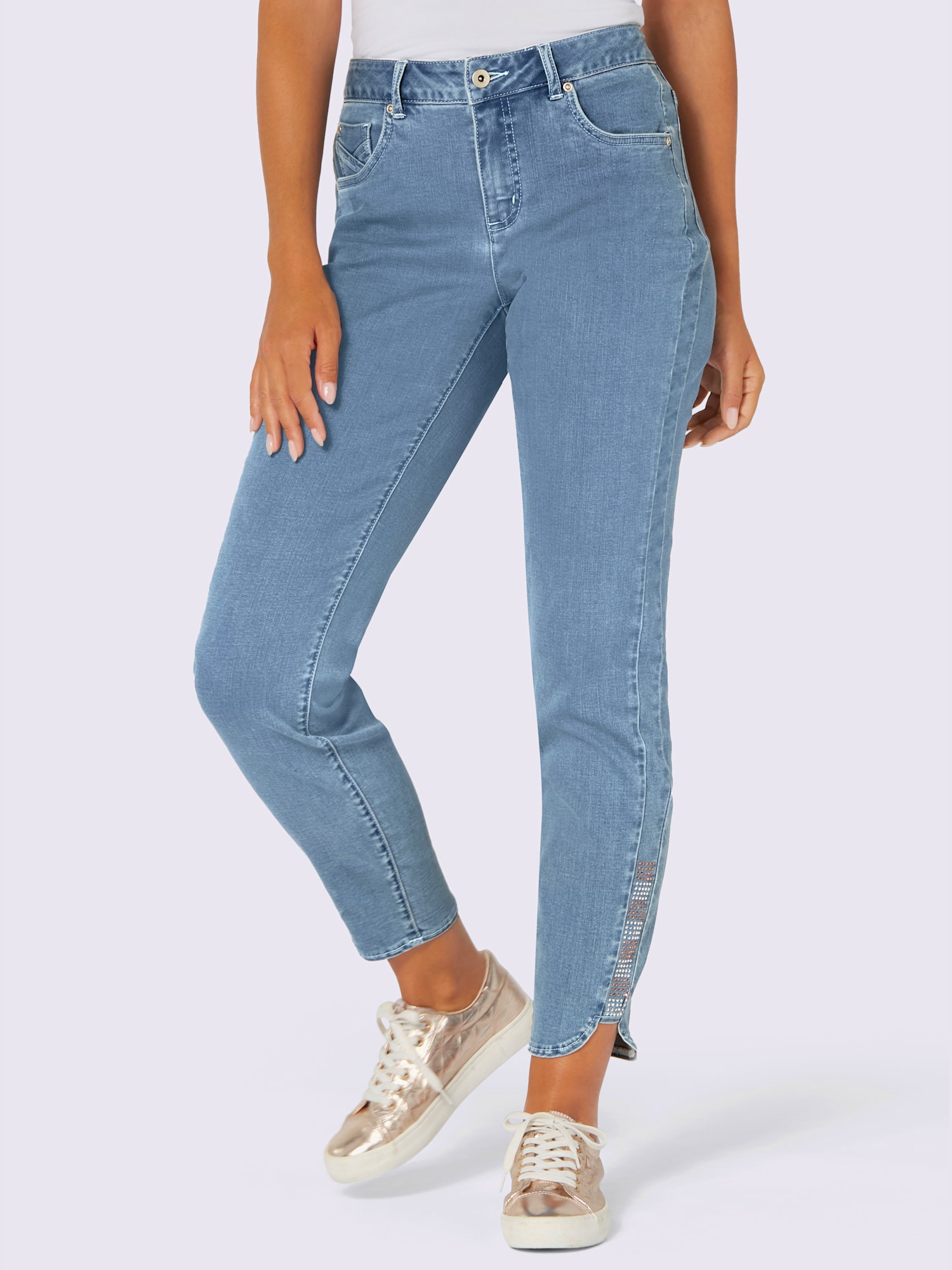 Jean 5 poches mélange de lyocell et de viscose de qualité, couleur bleu, taille 42, marque Creation L - helline