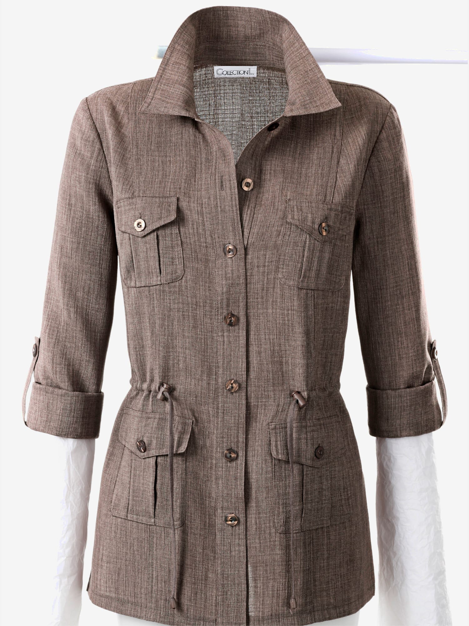 Veste chemisier en imitation lin décontractée et légère, couleur marron, taille 24 - Witt