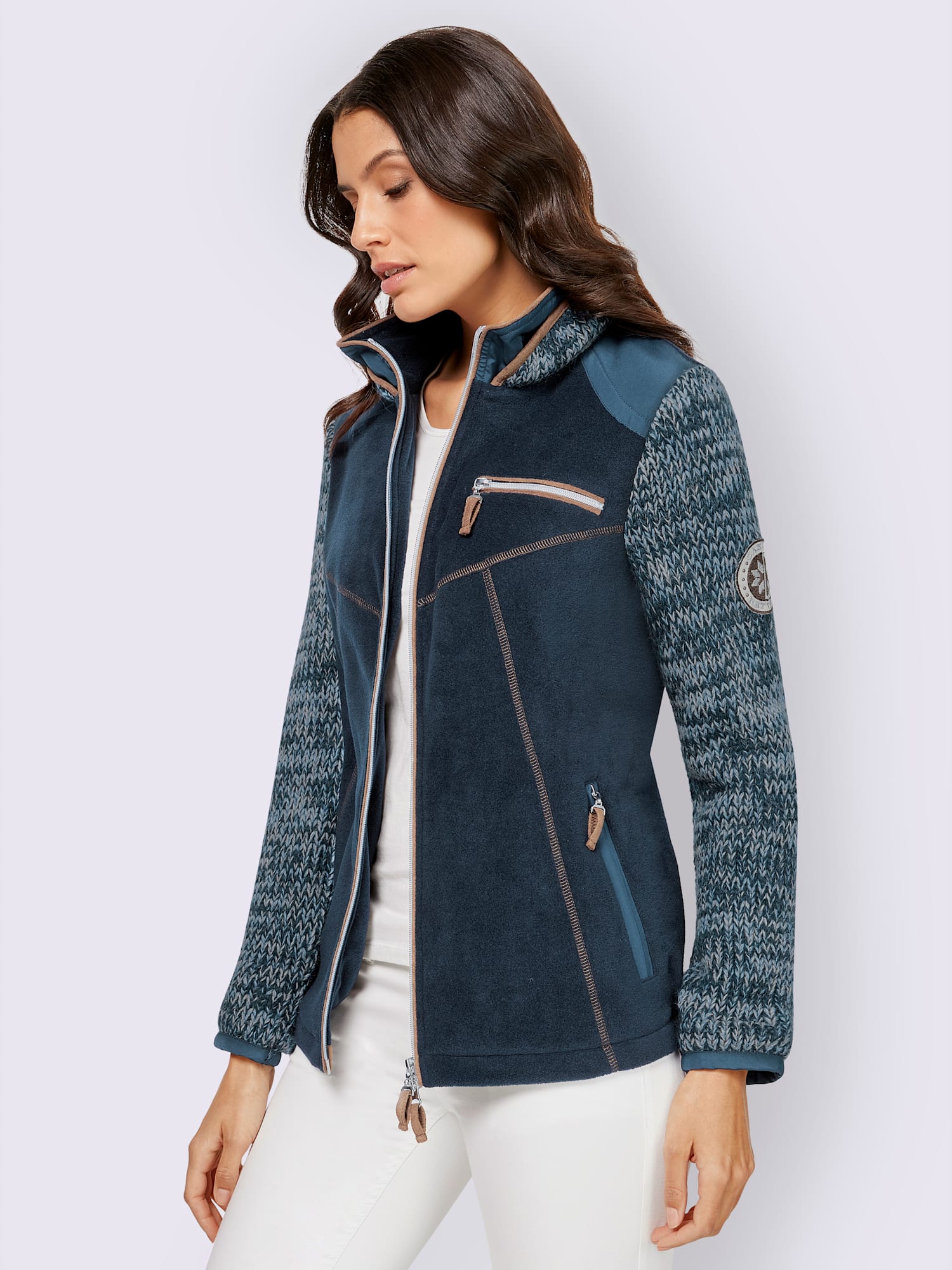 Veste polaire incontournable pour la mi-saison, couleur bleu, taille 50 - helline