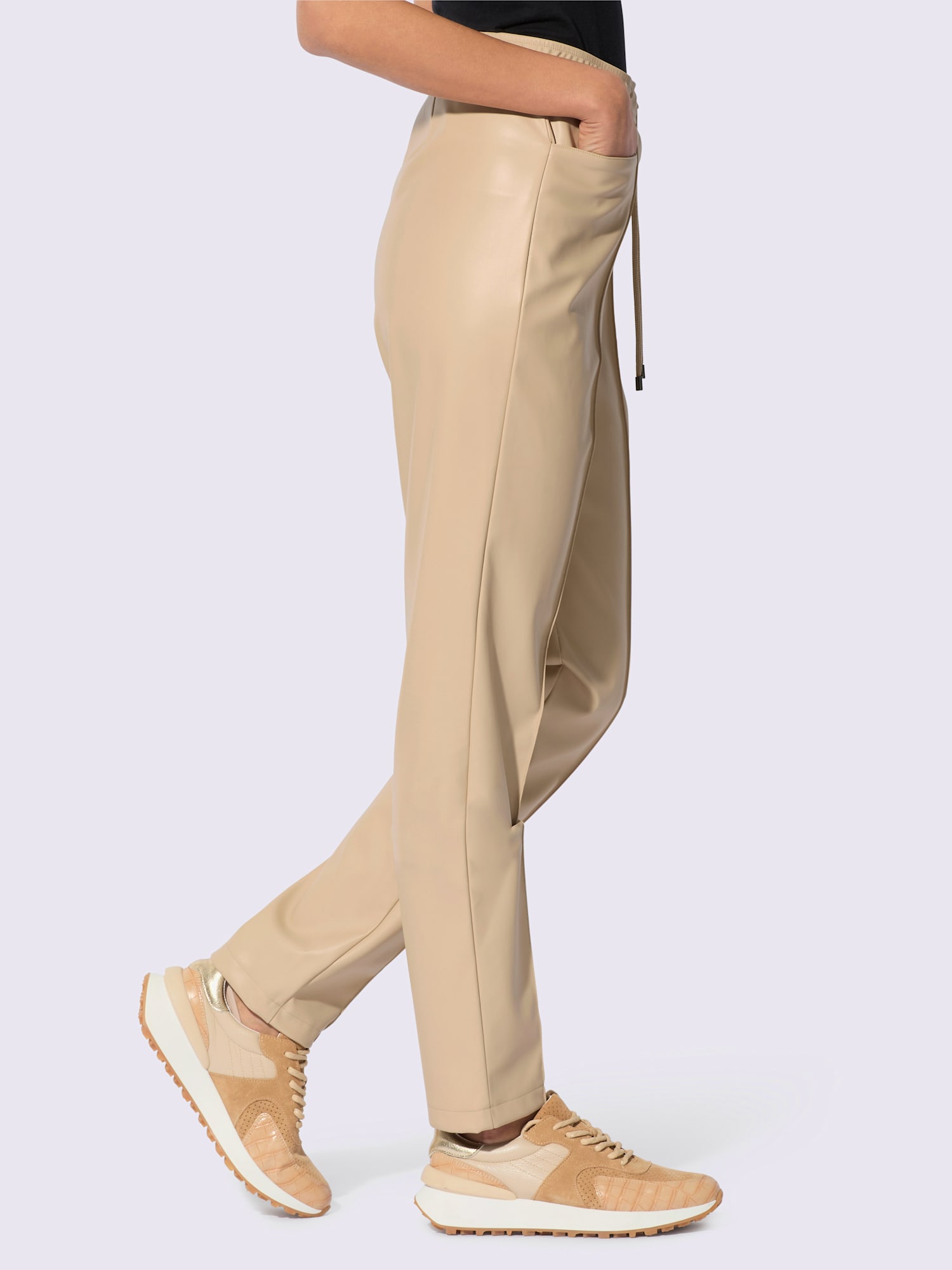 Pantalon en synthétique imitation cuir souple, couleur marron, taille 40, marque Creation L - helline