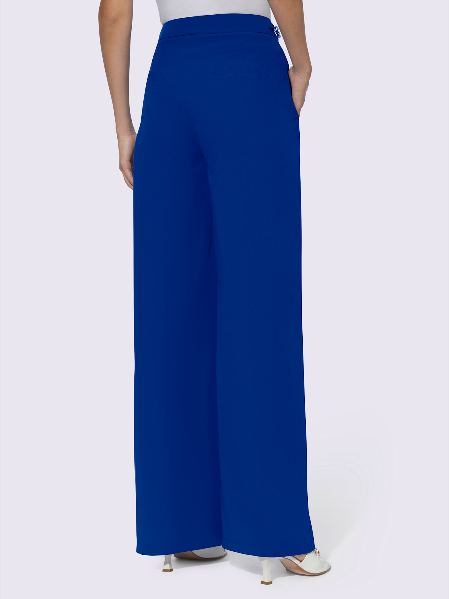 Pantalon tailleur jambes larges mode, couleur bleu, taille 50, marque Ashley Brooke - helline
