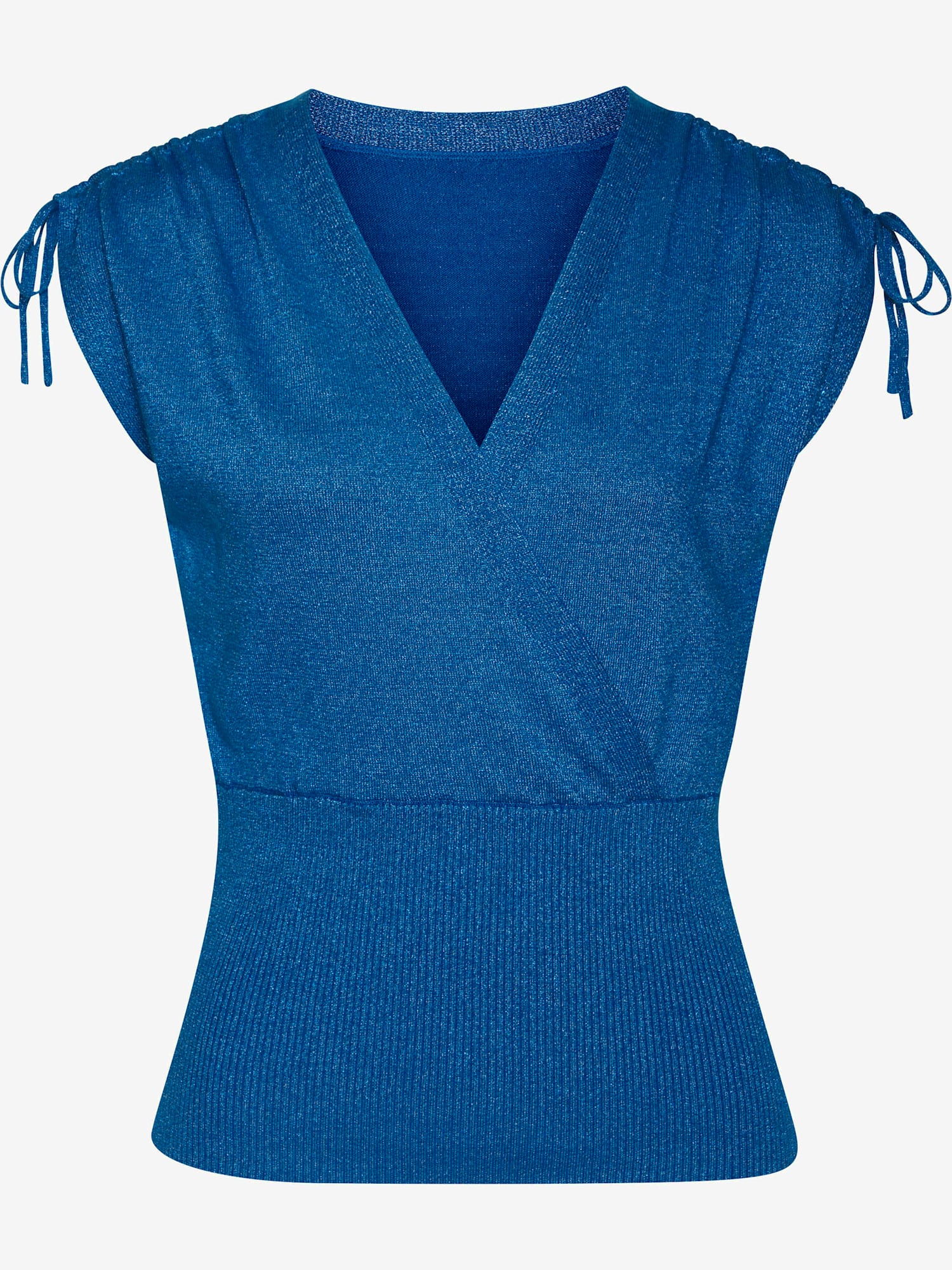 Débardeur en tricot encolure en v aspect superposé, couleur bleu, taille 44, marque LASCANA - helline