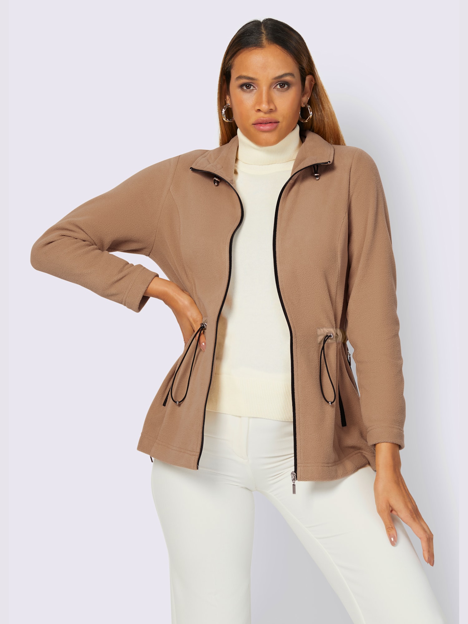 Veste polaire qualité polaire douce, couleur marron, taille 54, marque Creation L - helline