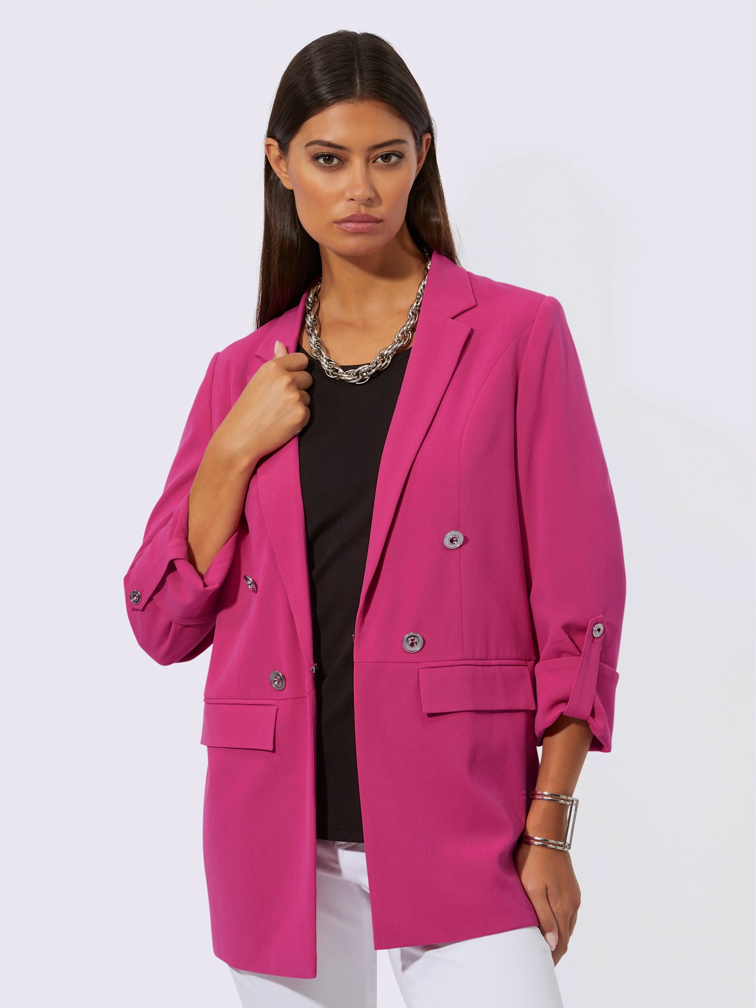 Blazer polyester recyclé, couleur rose, taille 40, marque Creation L - helline