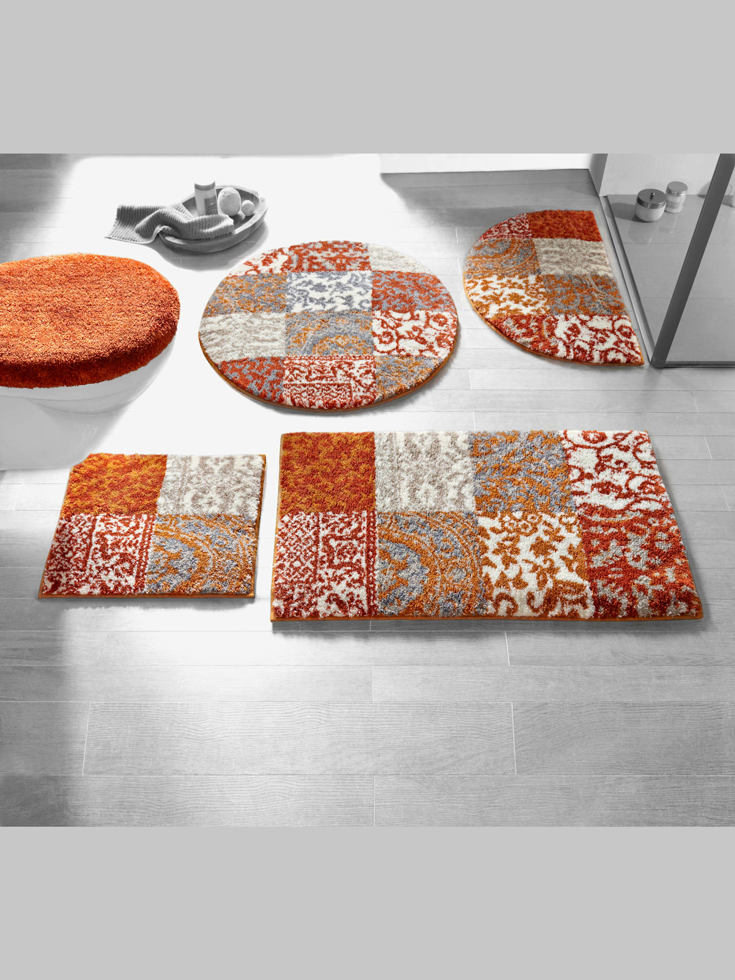 Tapis de bain acrylique, couleur orange, taille 47x50 cm - 45x50 cm, marque helline home - helline