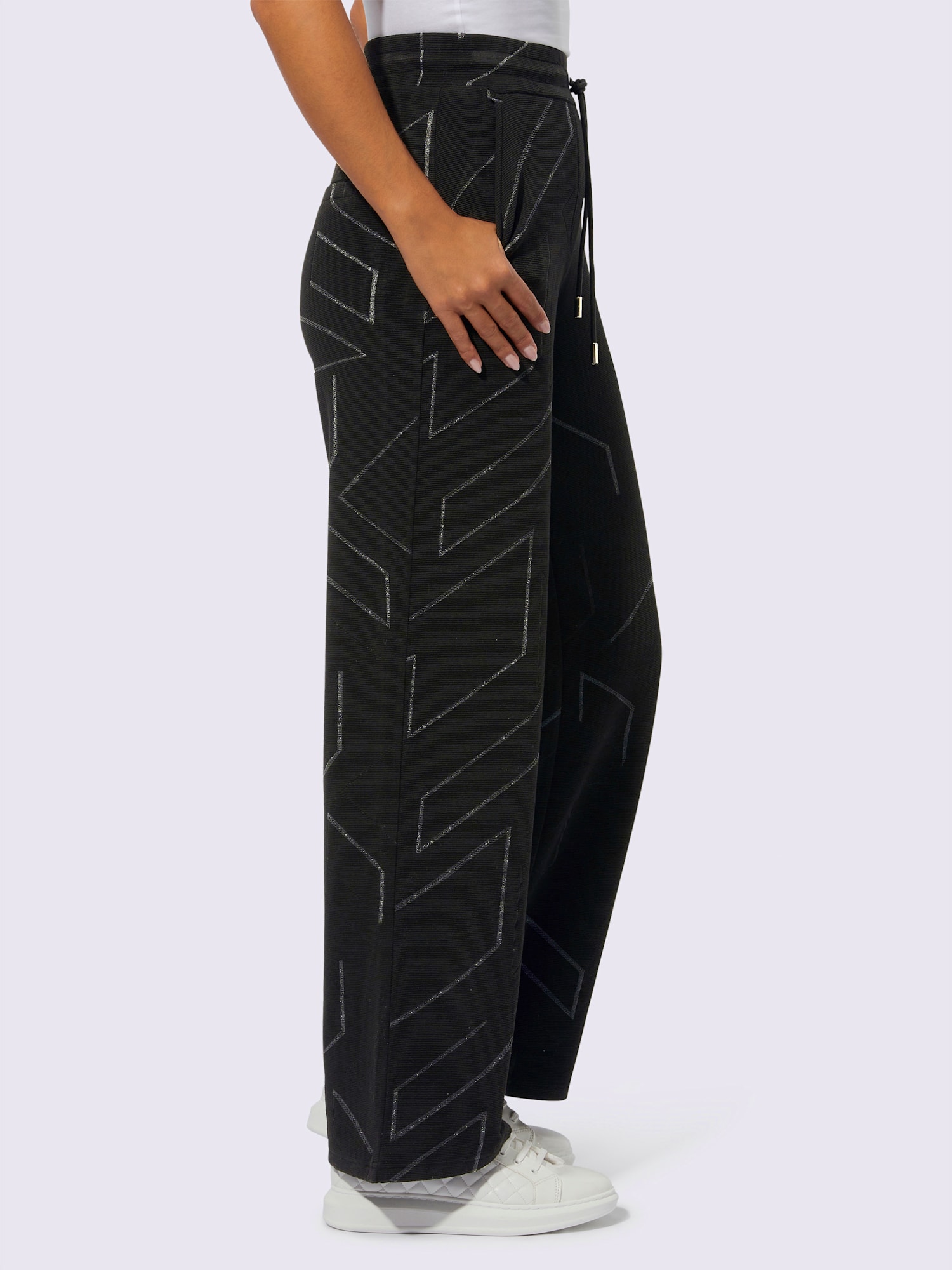 Pantalon en jersey ultra-doux avec modal, couleur noir, taille 42, marque Creation L - helline
