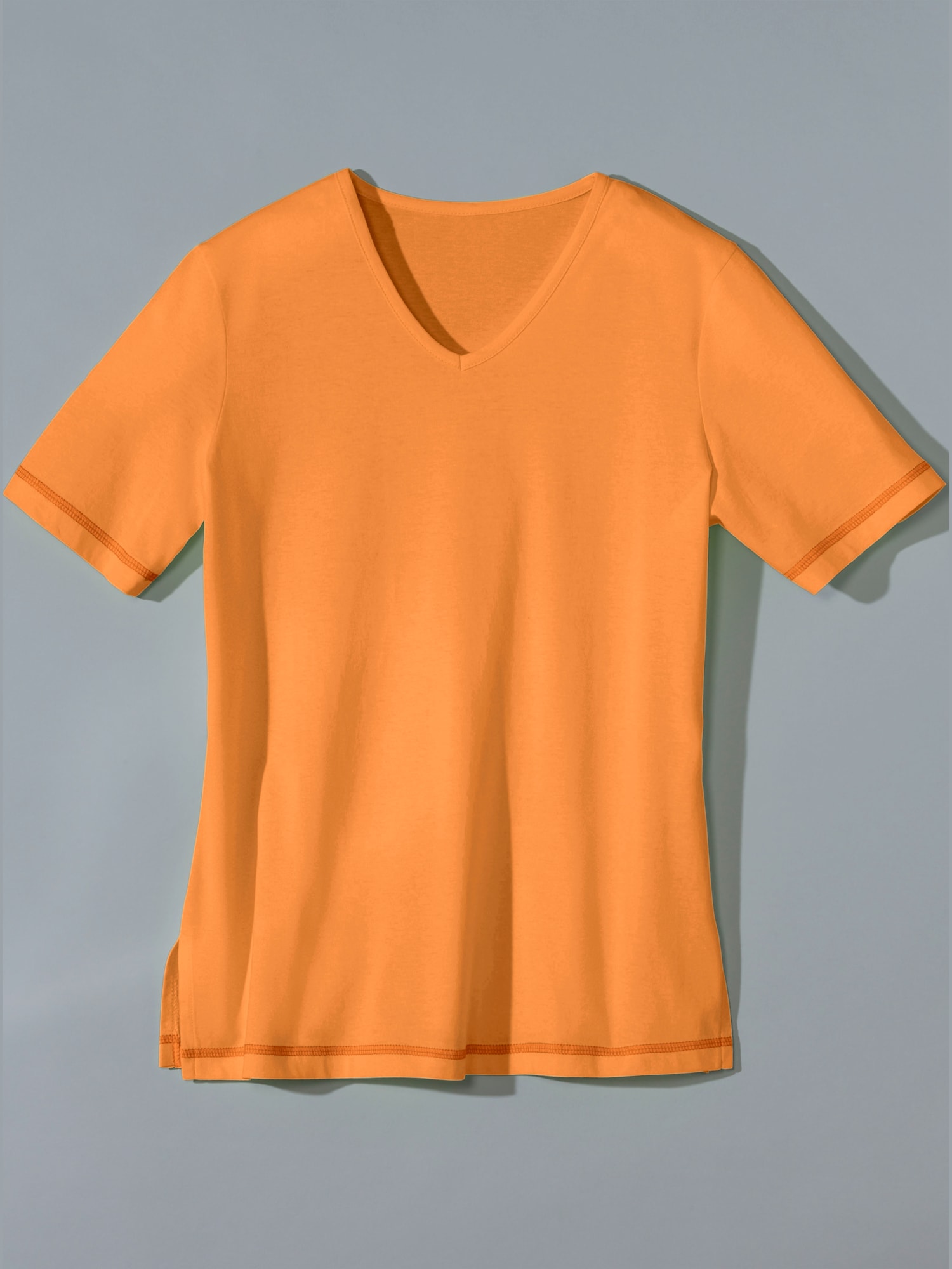 T-shirt femme confortable liseré manches et ourlet, couleur orange, taille 56 - helline