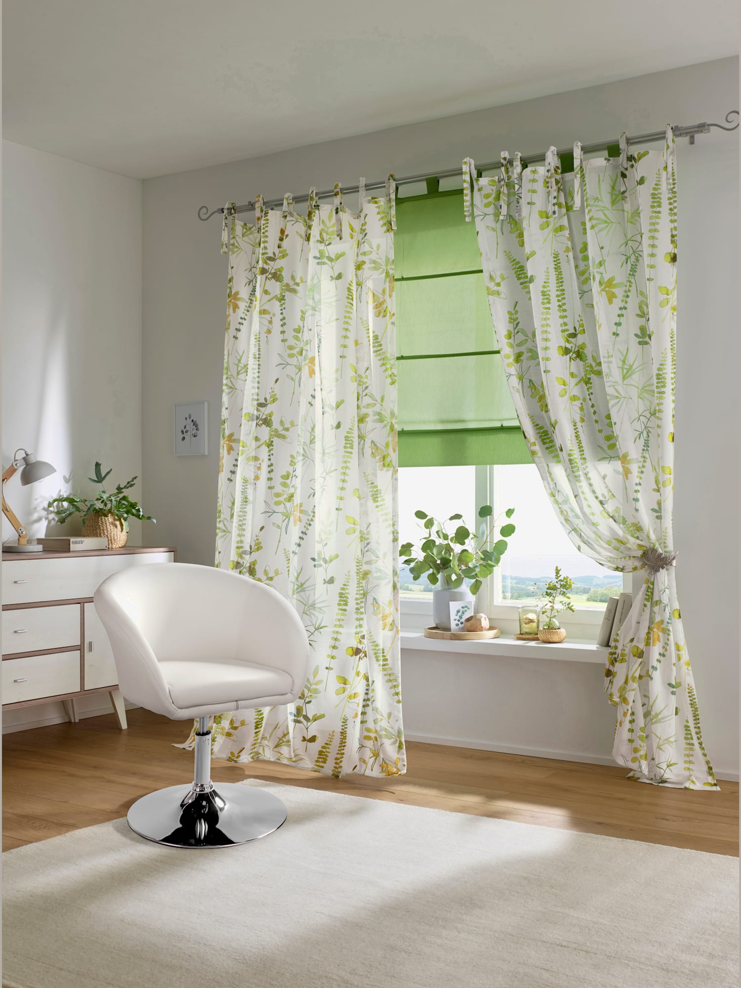 Store-bateau tissu uni, couleur vert, taille 140x120 cm, marque helline home - helline