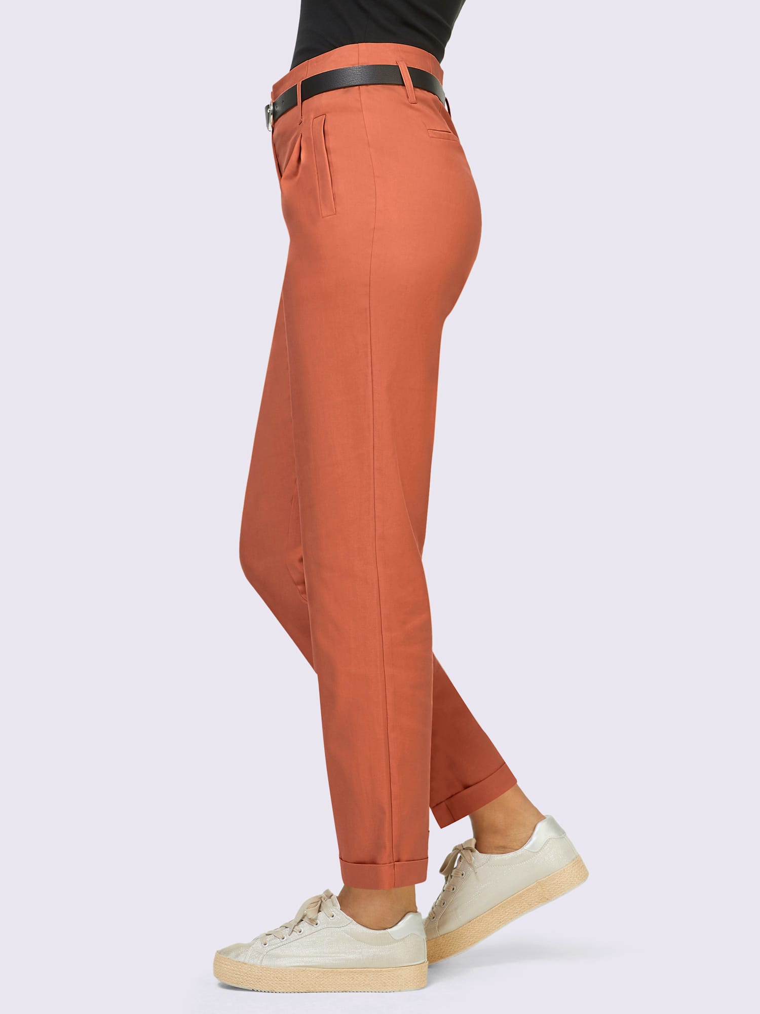 Pantalon qualité lyocell estivale, couleur orange, taille 52, marque Creation L - Witt
