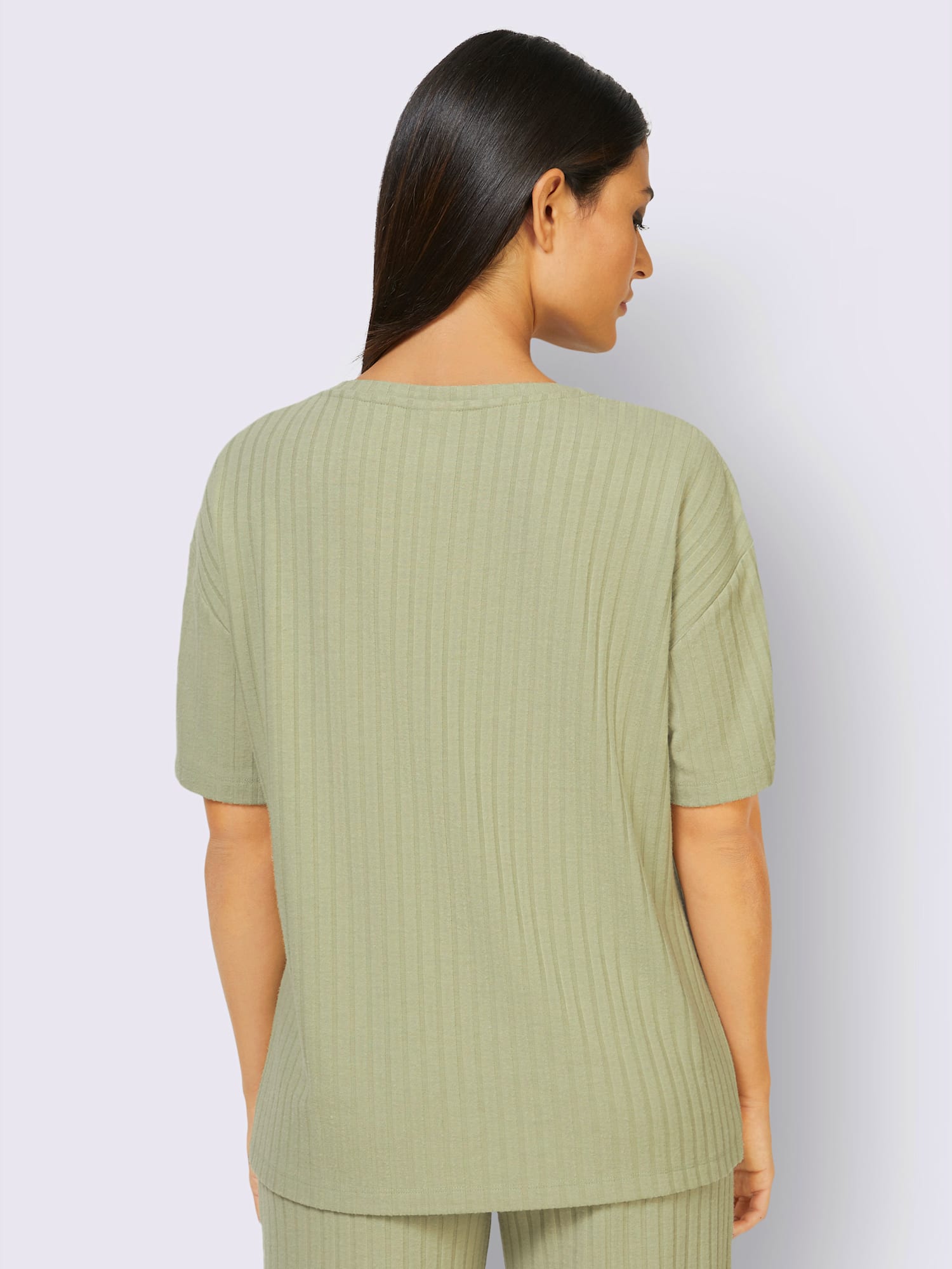 T-shirt qualité côtelée confortable, couleur vert, taille 50/52, marque feel good - helline