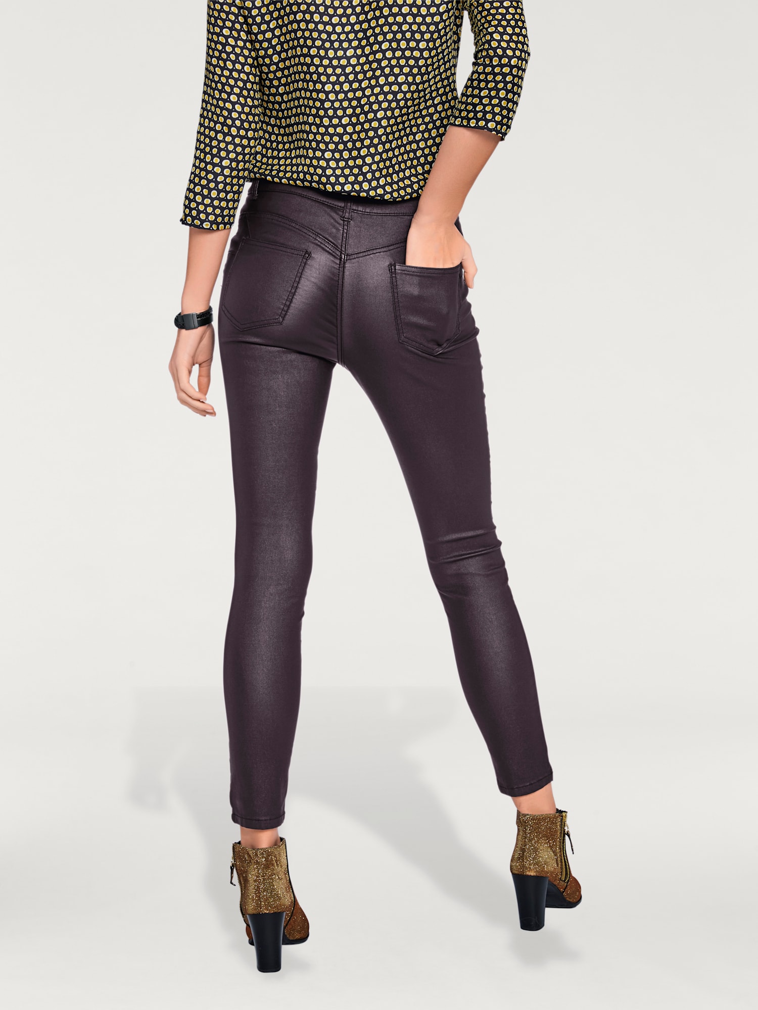 Pantalon effet ventre plat coupe skinny tendance, couleur rouge, taille 44 - Witt