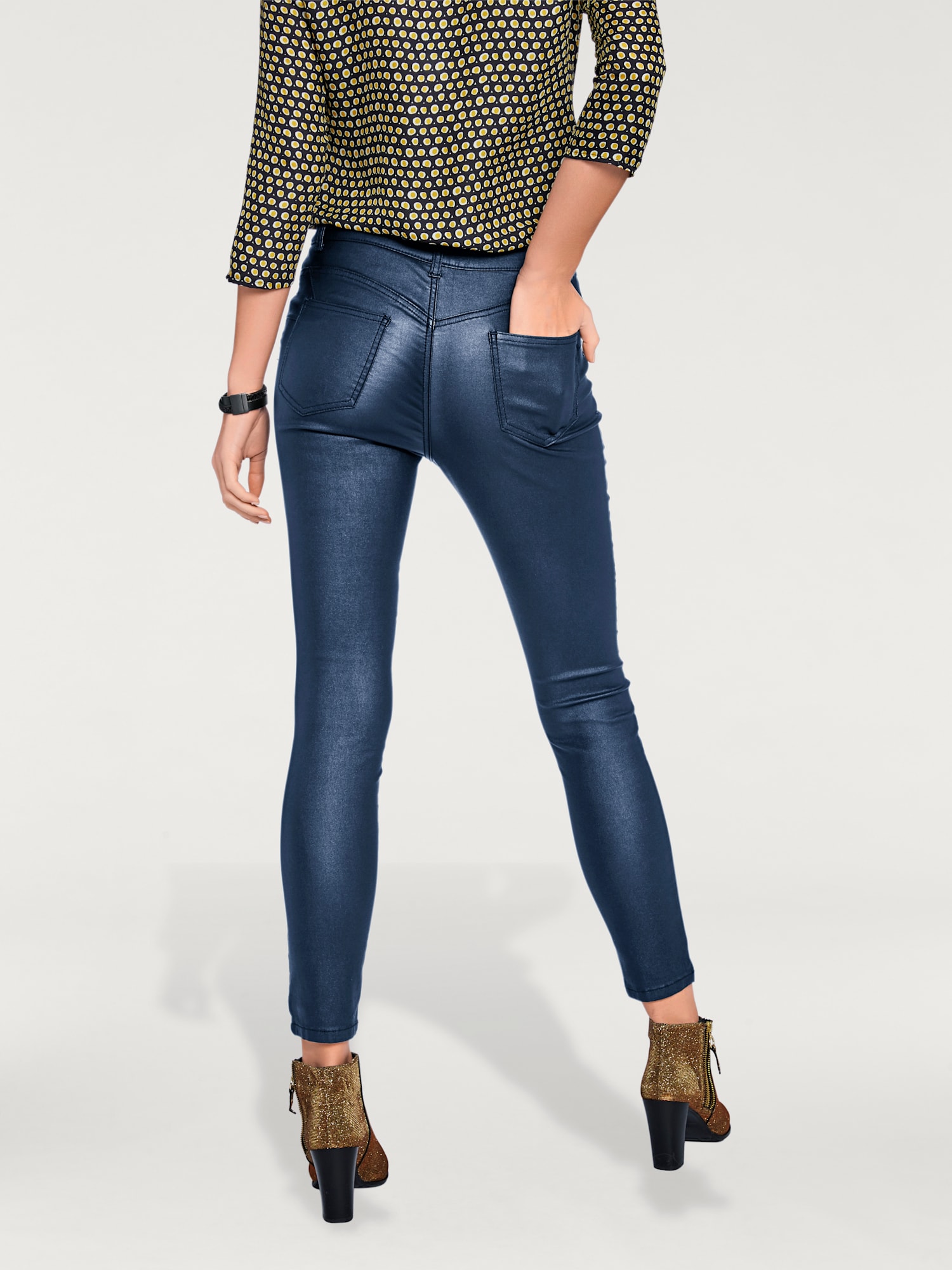 Pantalon effet ventre plat coupe skinny tendance, couleur bleu, taille 36 - Witt
