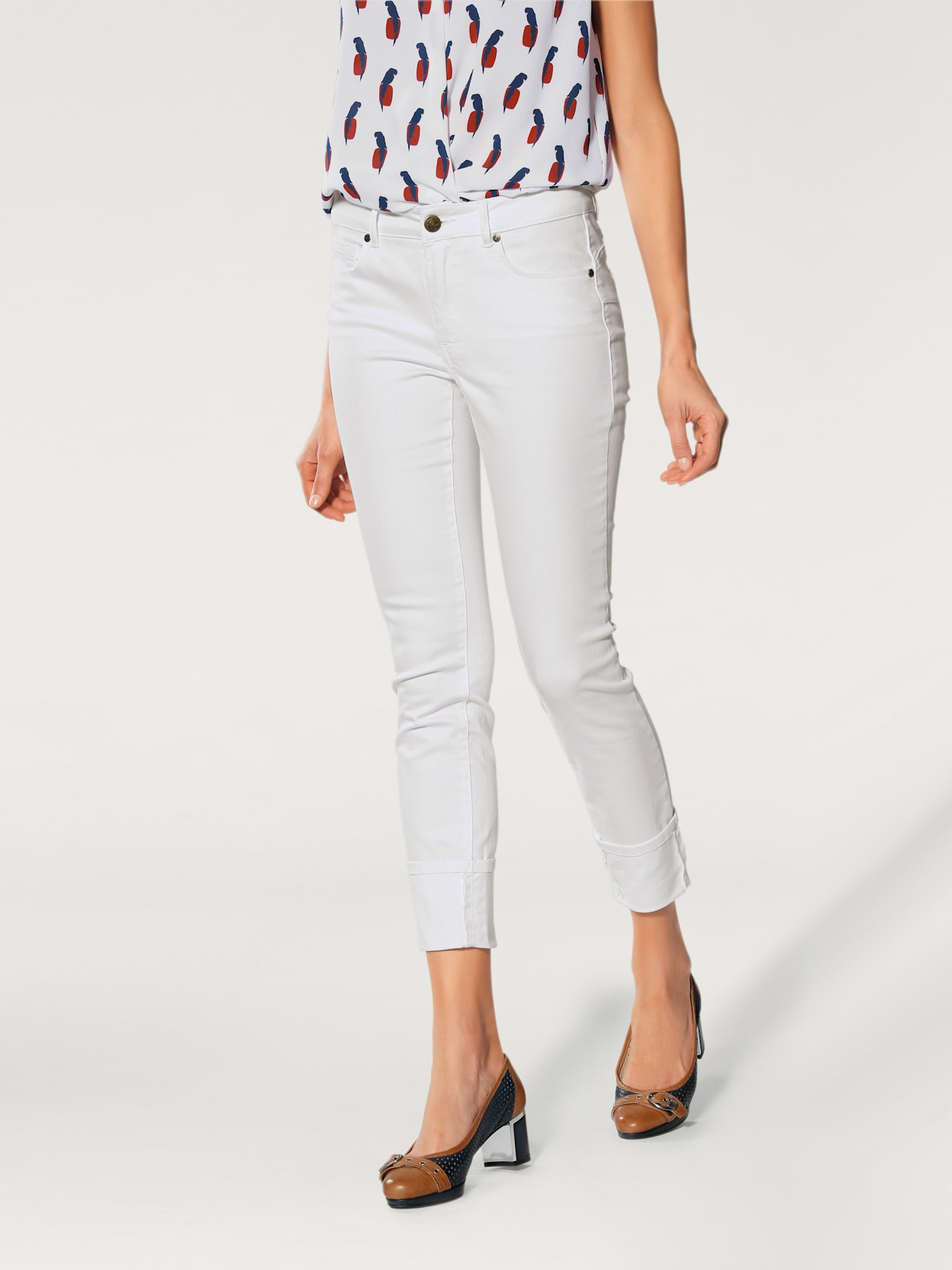 Jean 7/8 longueur 7/8, couleur blanc, taille 48, marque Linea Tesini - helline