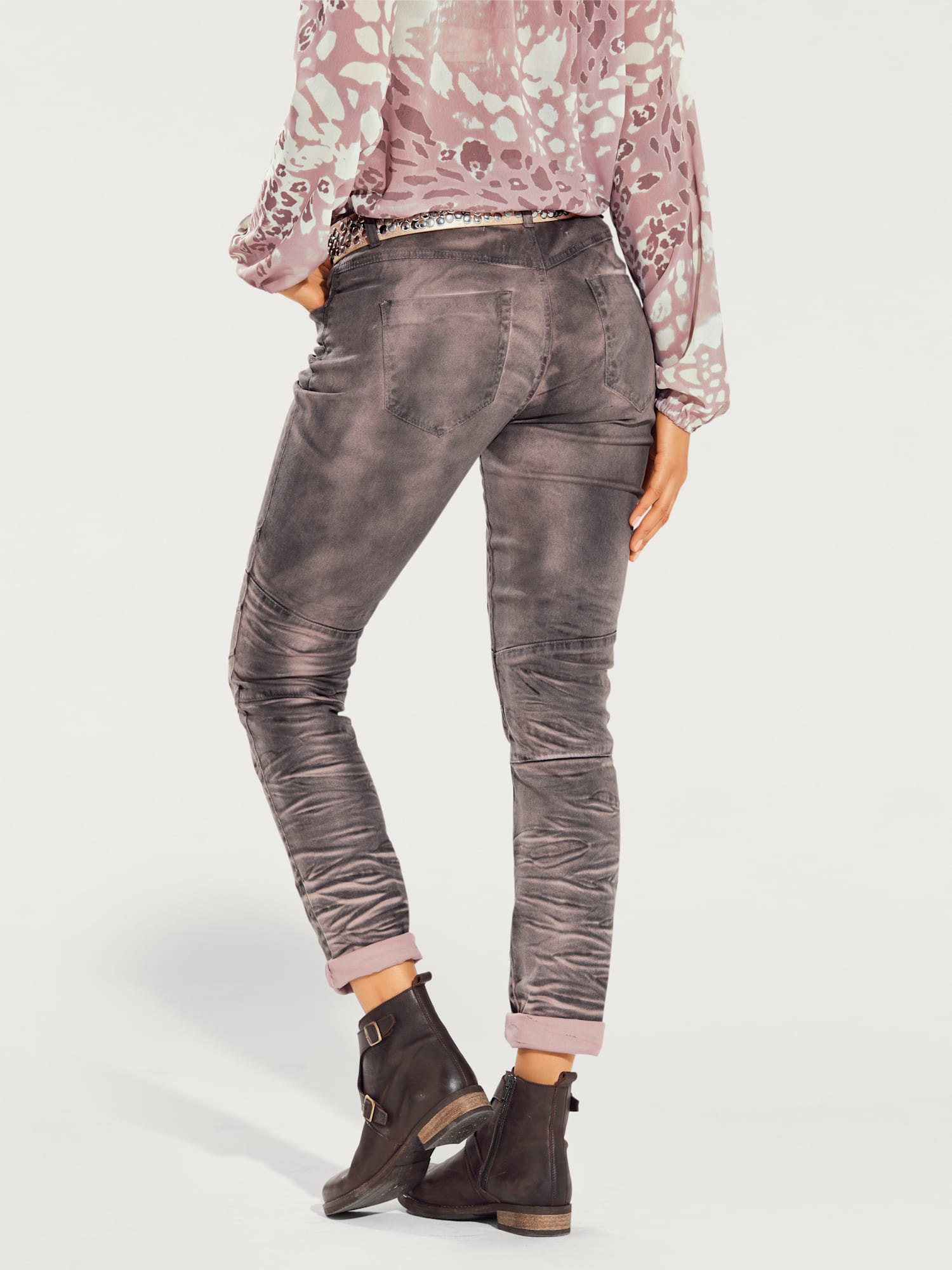 Pantalon boyfriend coupe droite, couleur violet, taille 50, marque Rick Cardona - helline