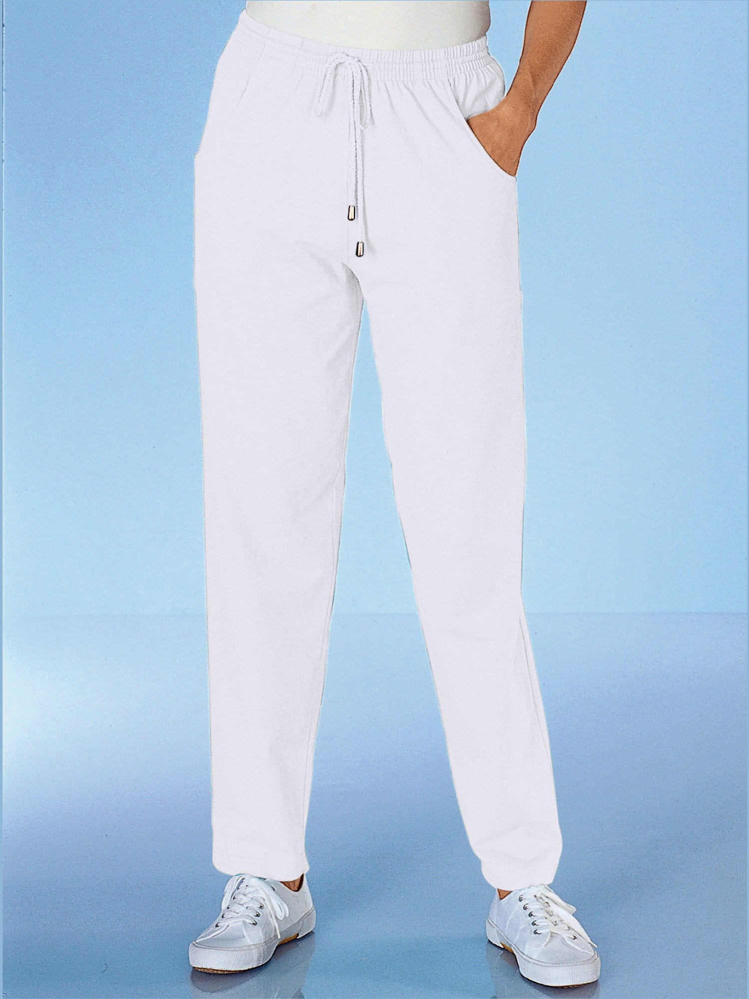 Pantalon de loisirs qualité extensible, couleur blanc, taille 46 - helline