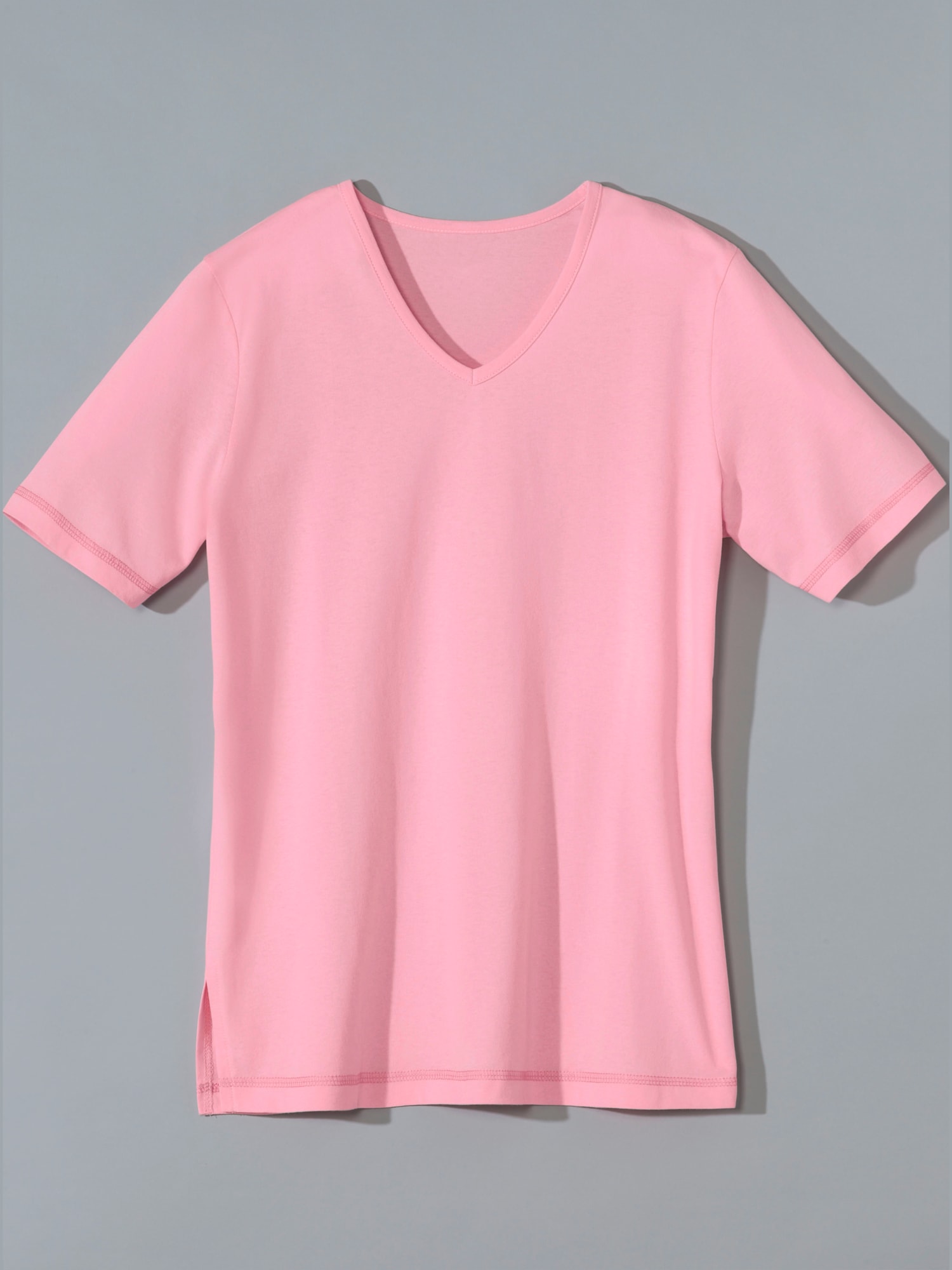 T-shirt femme confortable liseré manches et ourlet, couleur rose, taille 40 - helline