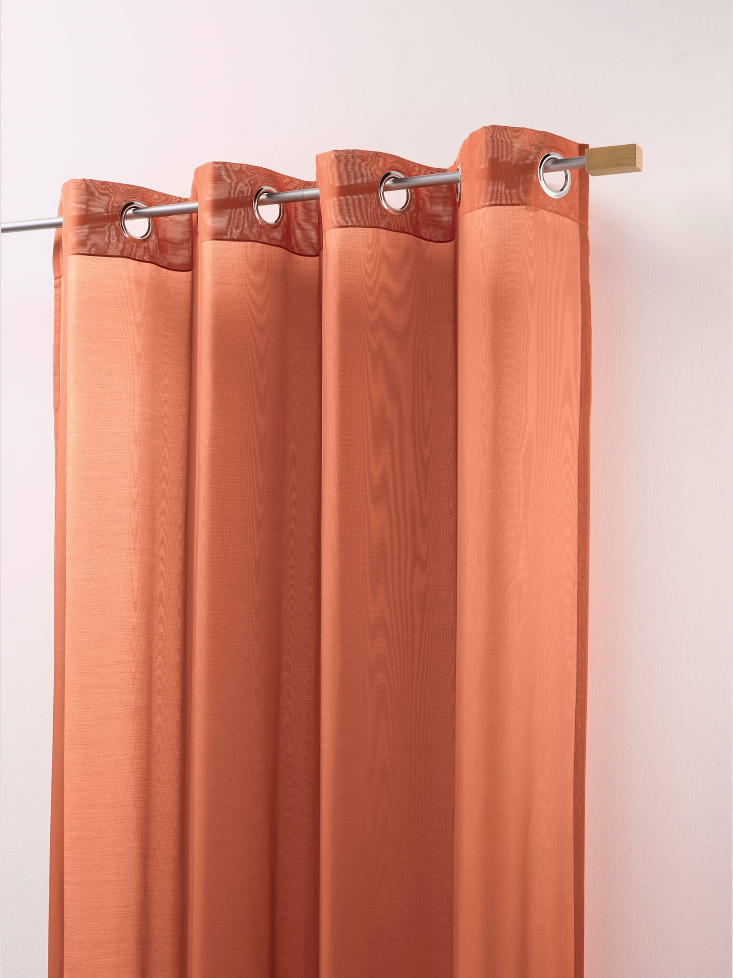 Rideaux, Œillets, couleur : orange foncé uni, taille 295x140 cm, marque helline home, 100% polyester - helline