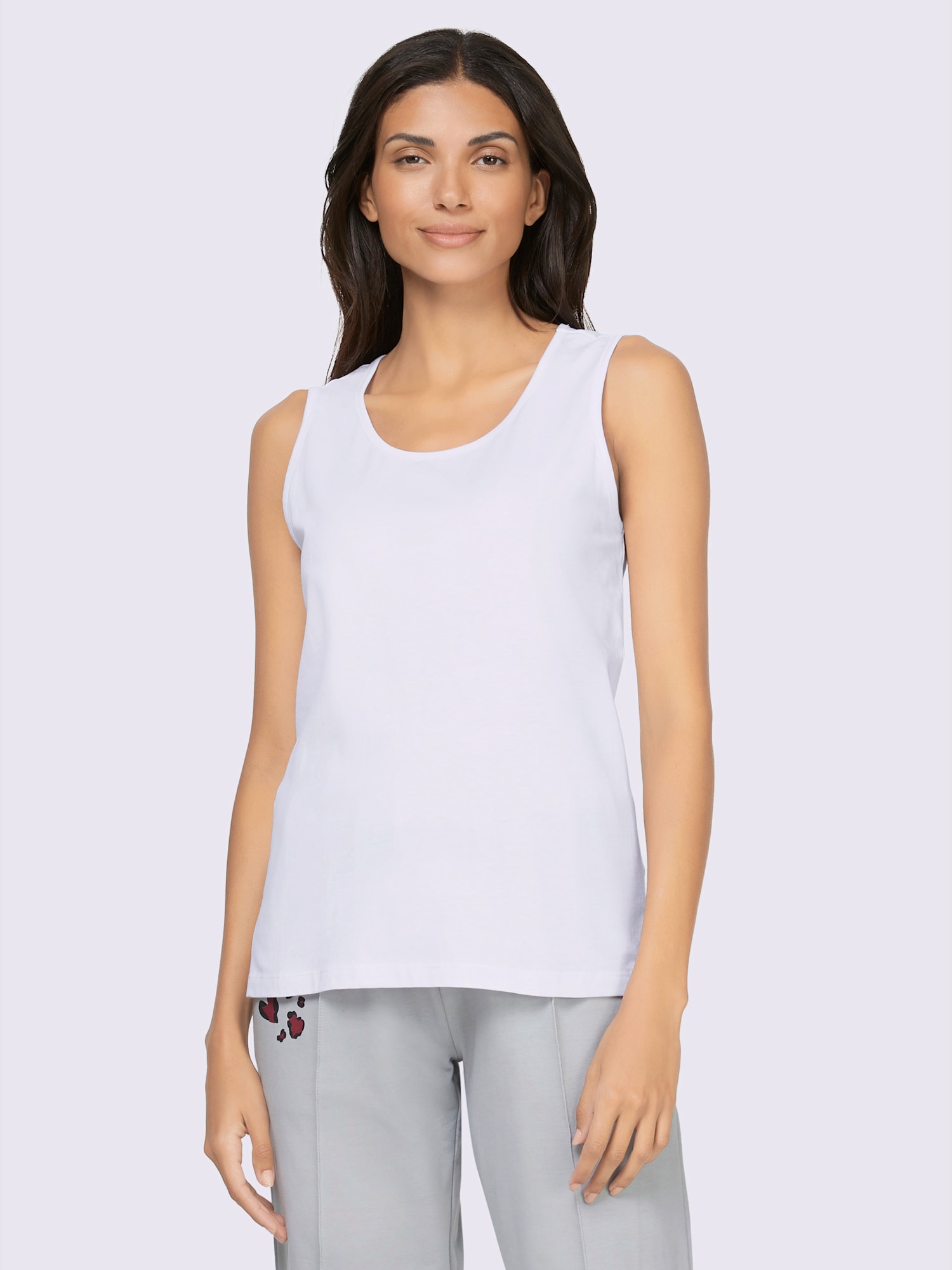 Débardeur bretelles larges avec encolure ronde, couleur blanc, taille 42 - helline