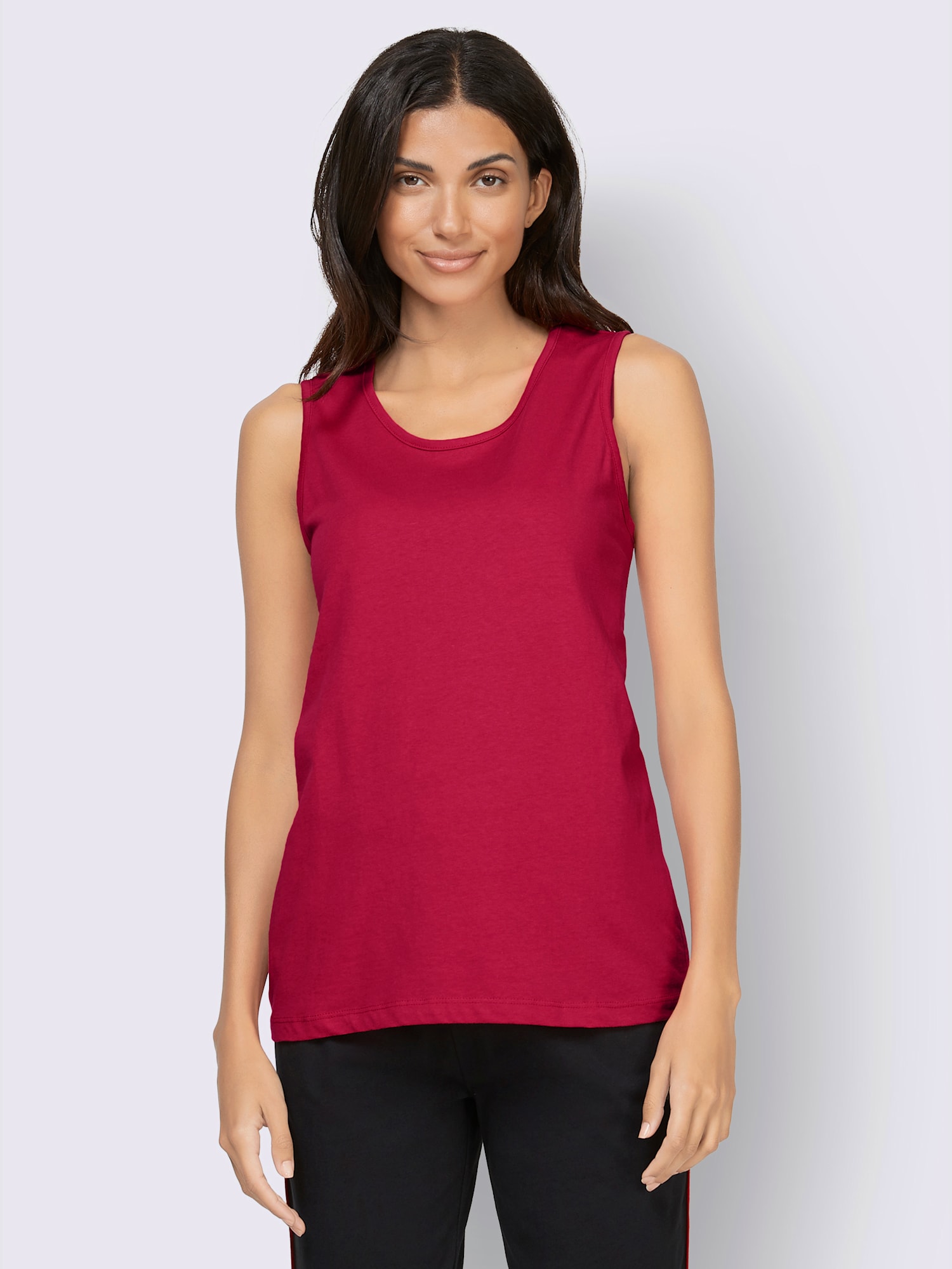 Débardeur bretelles larges avec encolure ronde, couleur rouge, taille 48 - helline