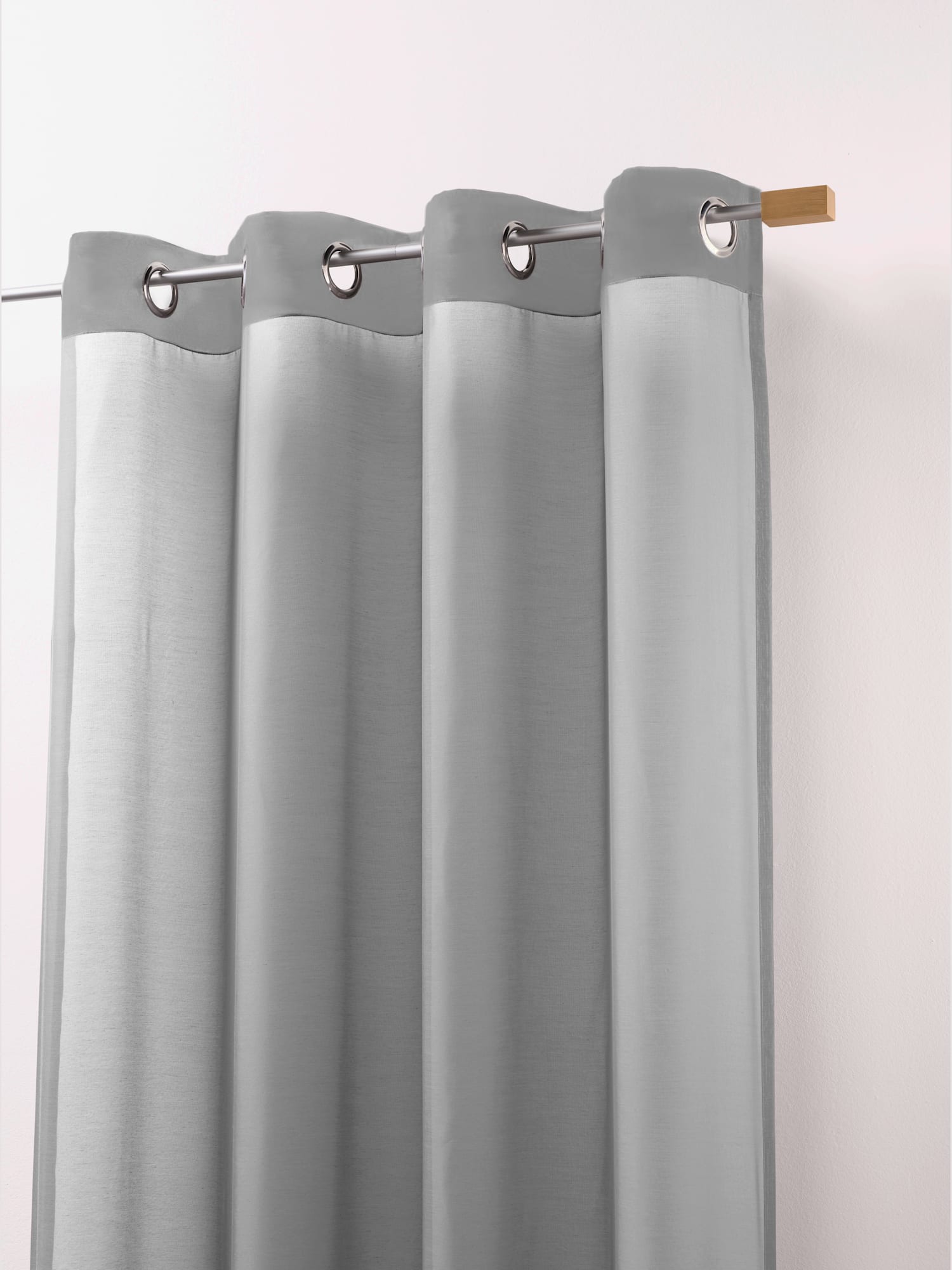 Rideaux, Œillets, couleur : gris clair uni, taille 245x140 cm, marque helline home, 100% polyester - helline