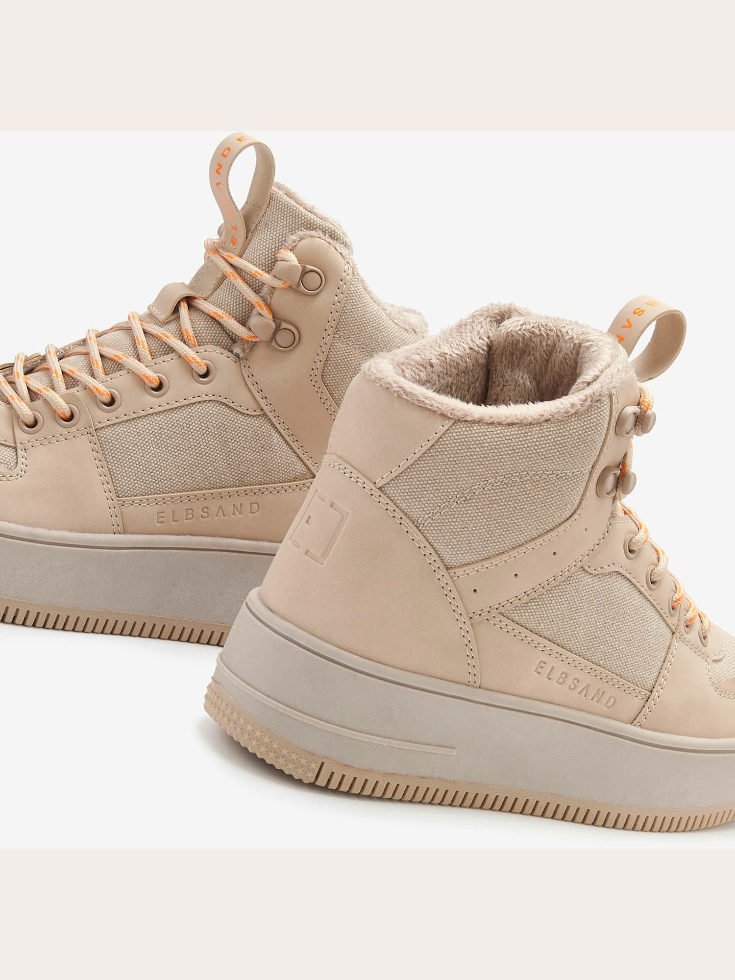 Baskets sneakers montantes avec doublure chaude et douce pour un confort optimal, marron clair uni, taille 41, Elbsand - helline