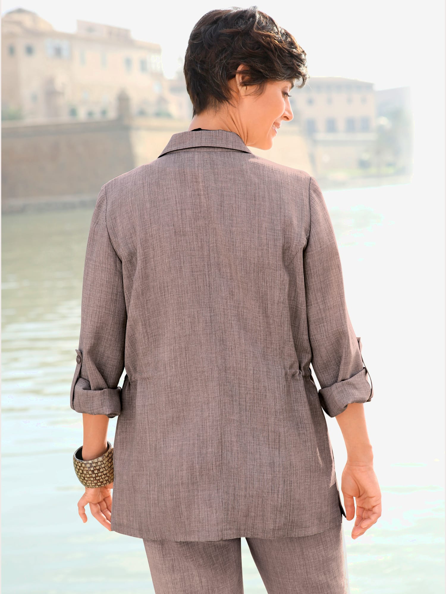 Veste chemisier en imitation lin décontractée et légère, couleur marron, taille 54 - Witt