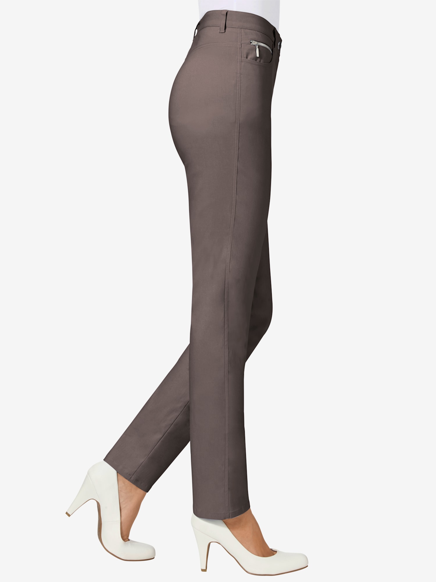 Pantalon confortable avec poches zippées, couleur gris, taille 48, marque Stehmann Comfort line - helline