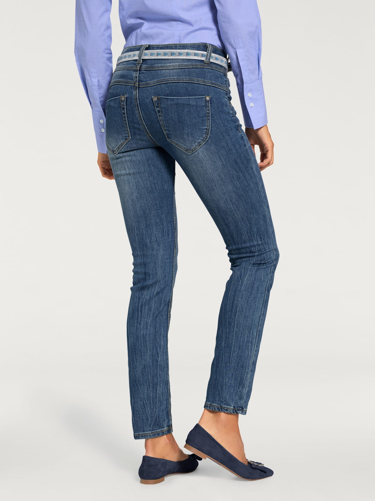 Jean skinny coupe skinny tendance, couleur bleu, taille 40, marque Linea Tesini - helline