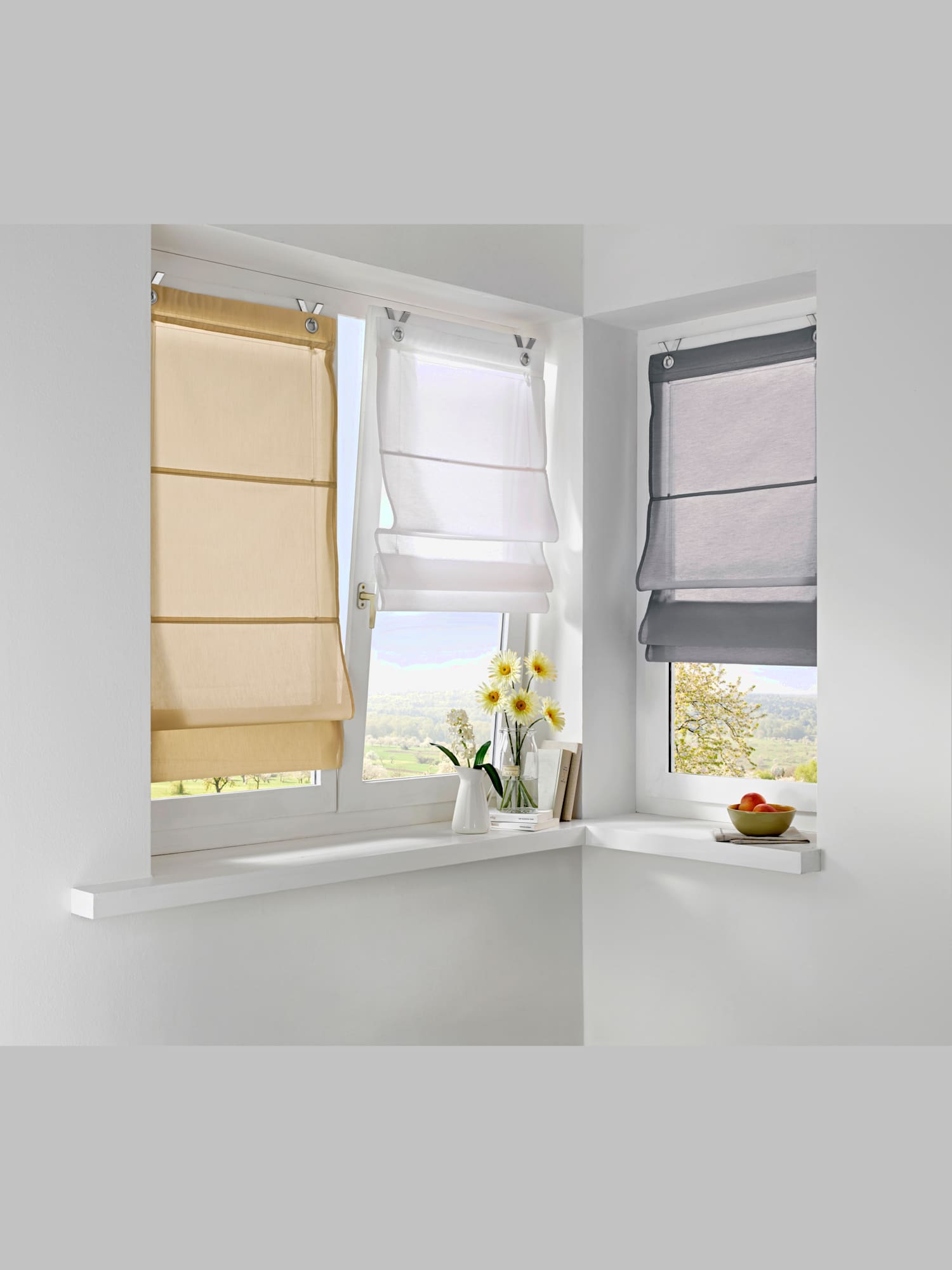 Store-bateau tissu uni, couleur blanc, taille 140x100 cm, marque helline home - helline